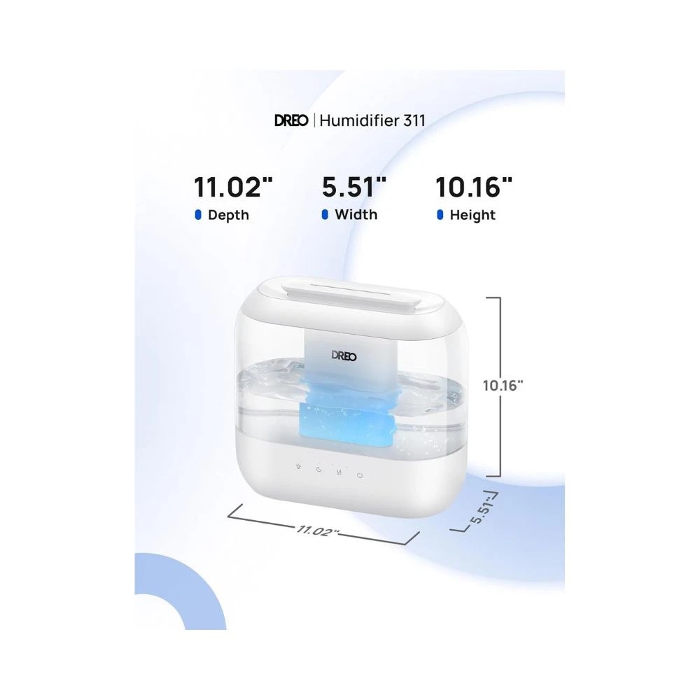 3 DREO Humidifier 311 Cool Mist Humidifier 4L White Quiet Home Bedroom Air Moisture, 3 of 10