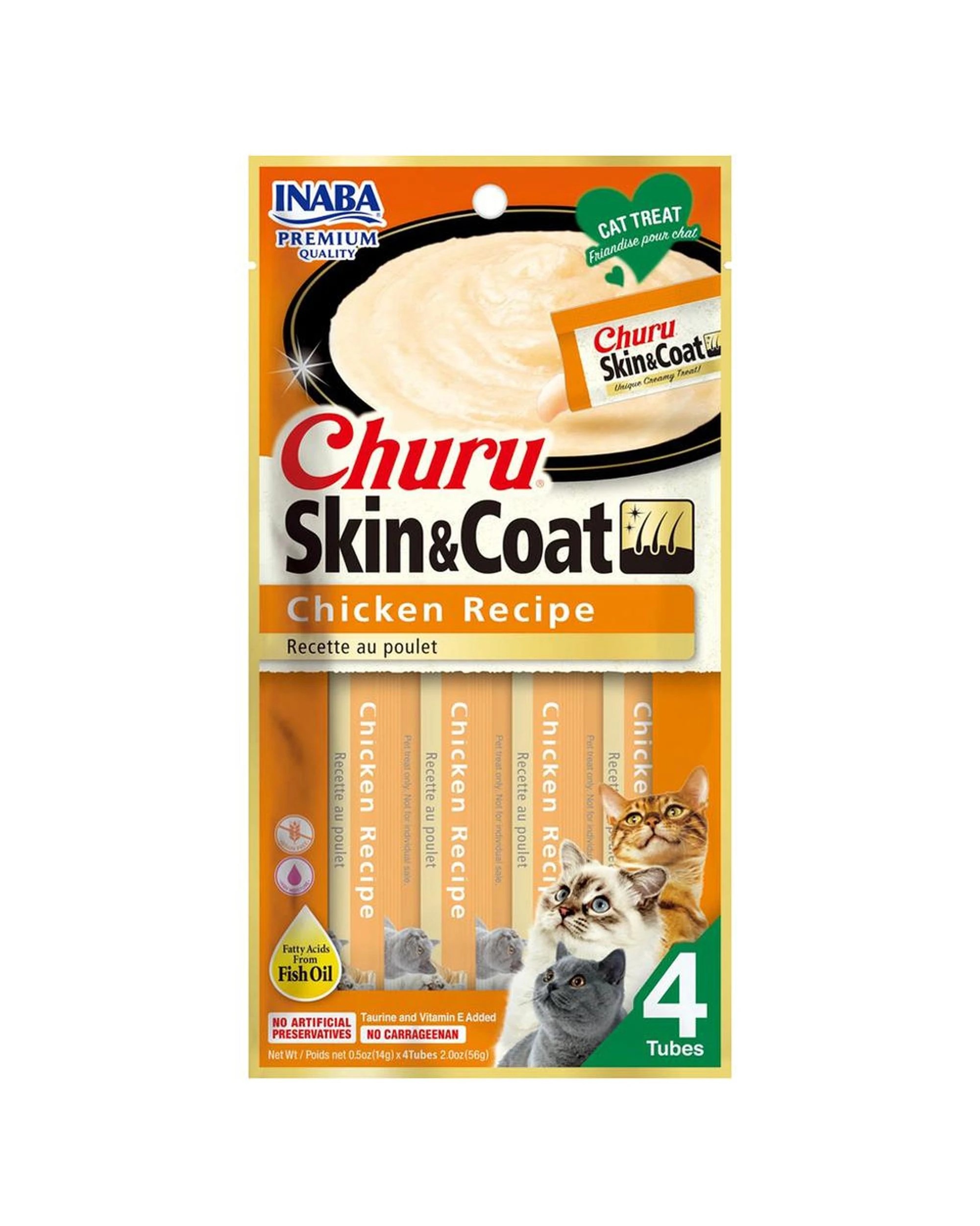 1 Inaba Churu Skin & Coat Cat Treat Chicken Recipe 6 x 56g, 1 of 2