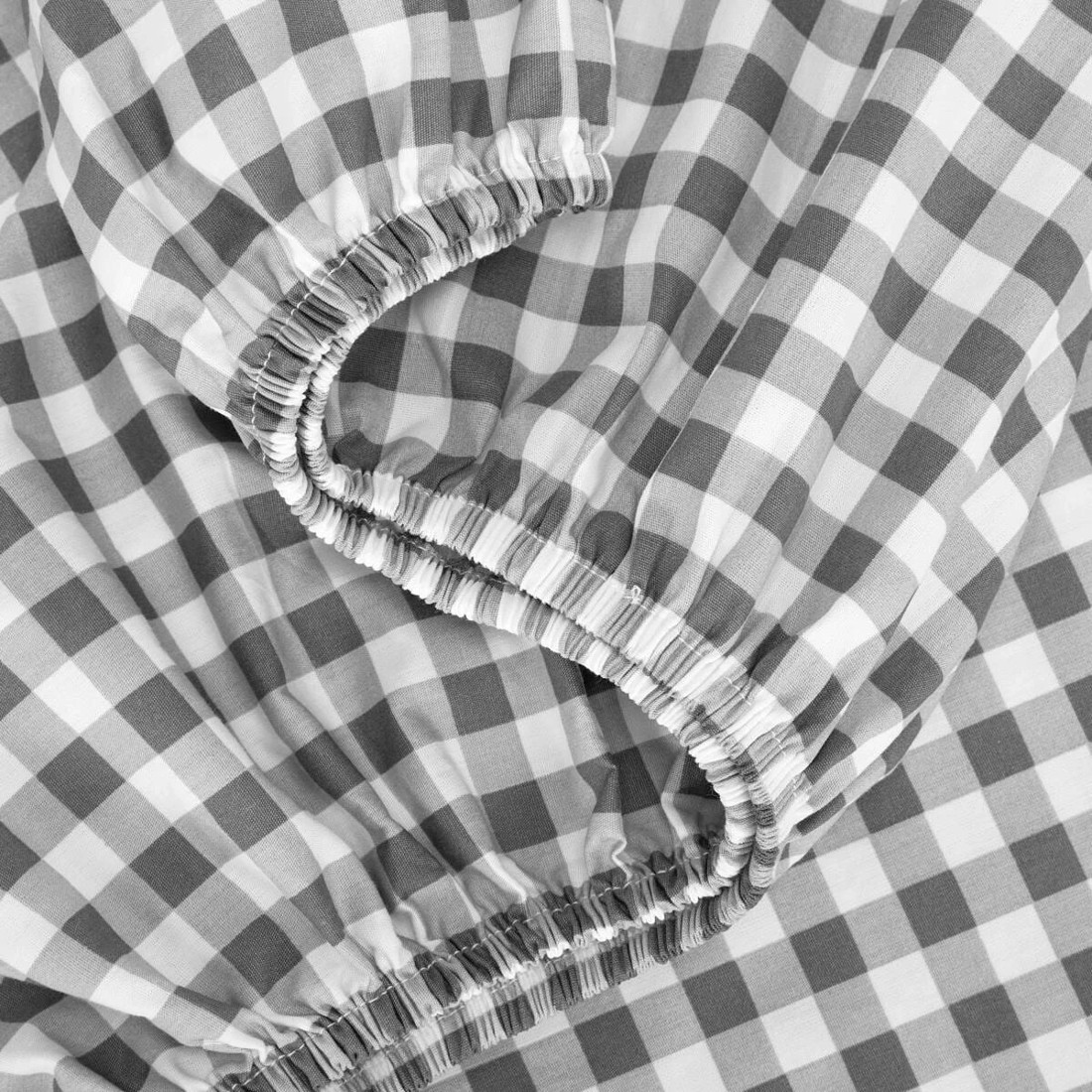 3 250 Thread Count Gingham Cotton Sheet Set - Double Bed, Grey, 3 of 7