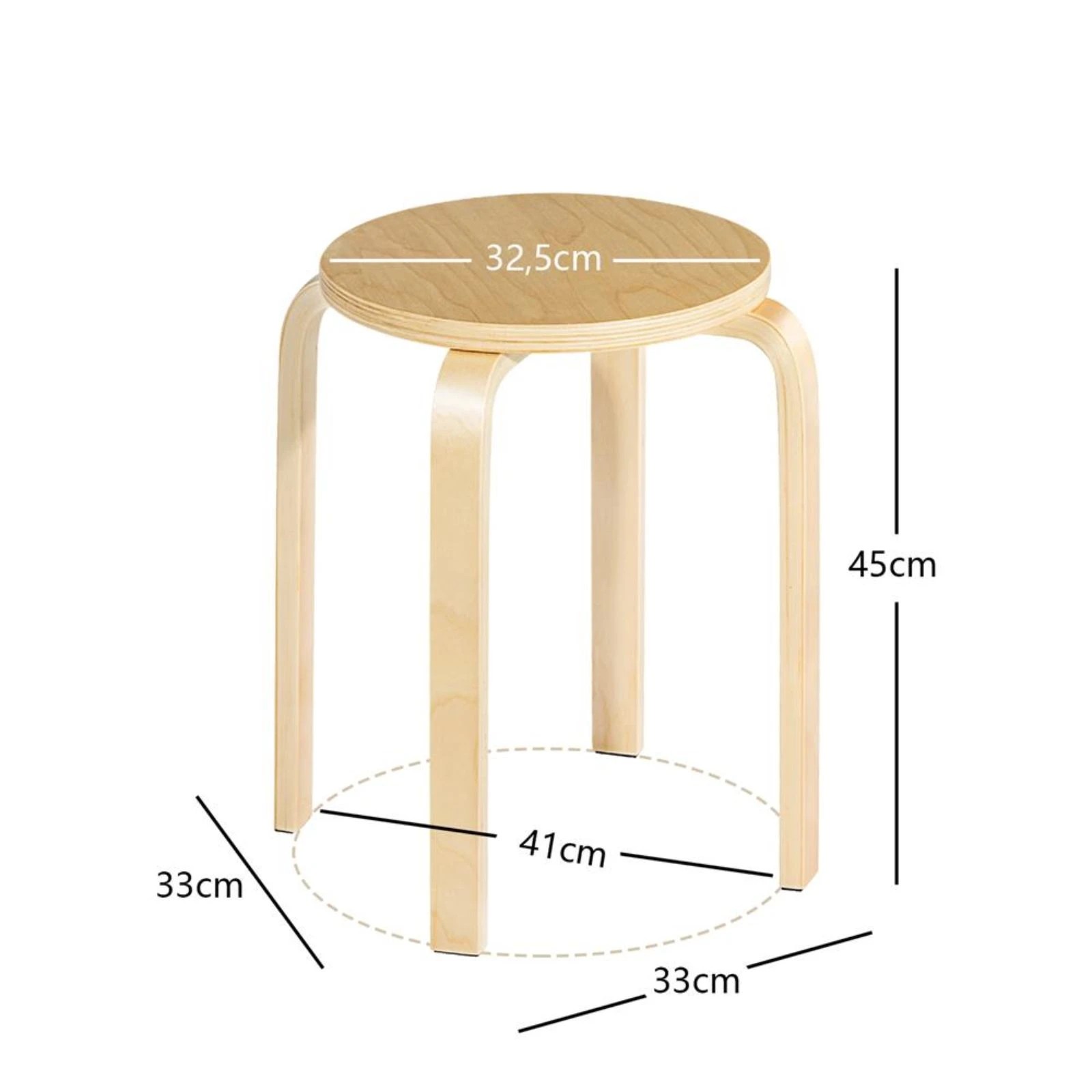 3 Costway 4PCS Wood Stacking Stool Round Dining Chair, 3 of 3