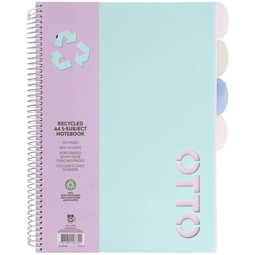 6 Otto A4 5 Subject Book 250 Page Mint, 6 of 6