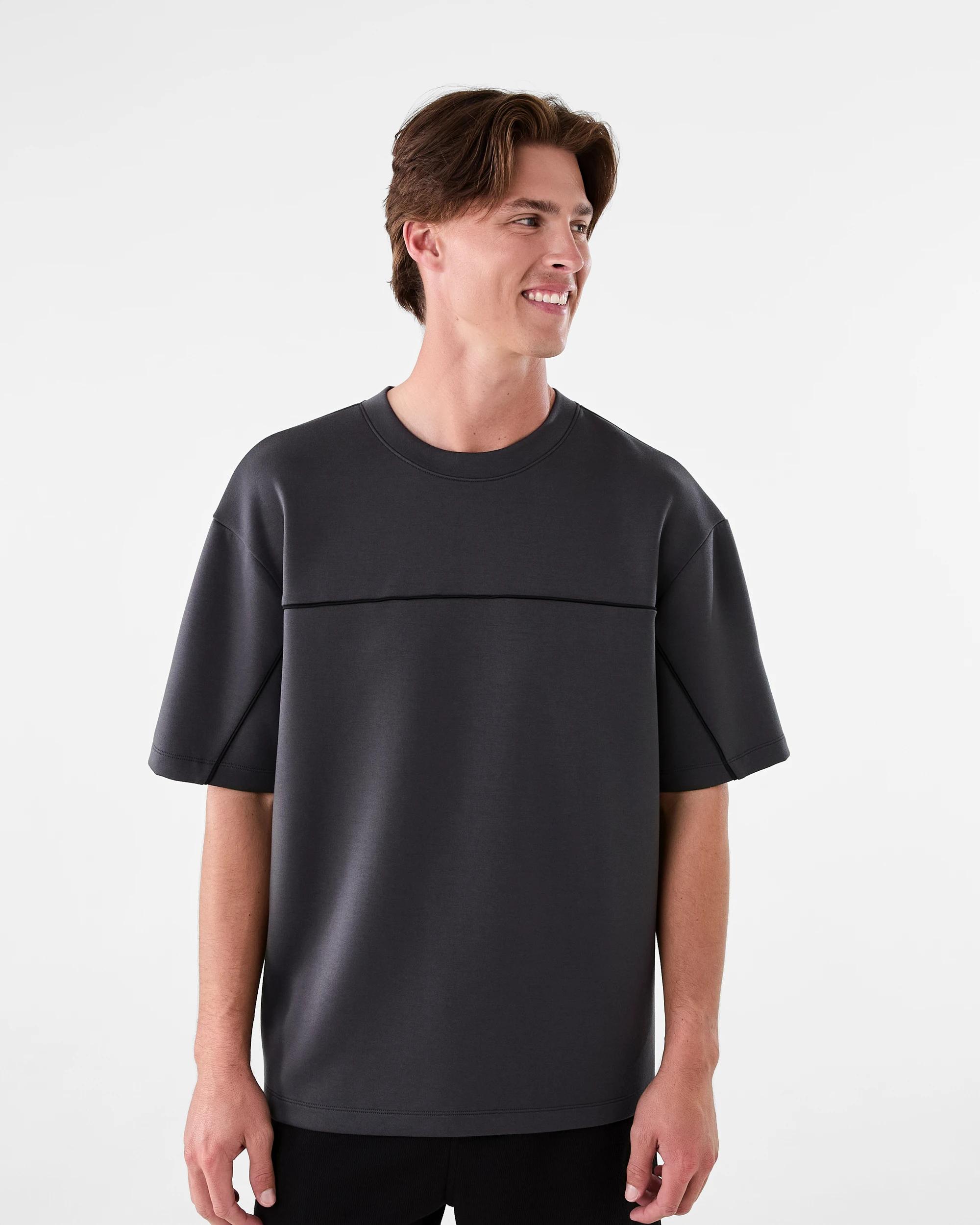 1 Active Mens Oversized Piping Scuba T-shirt Gry Drkish, 1 of 6