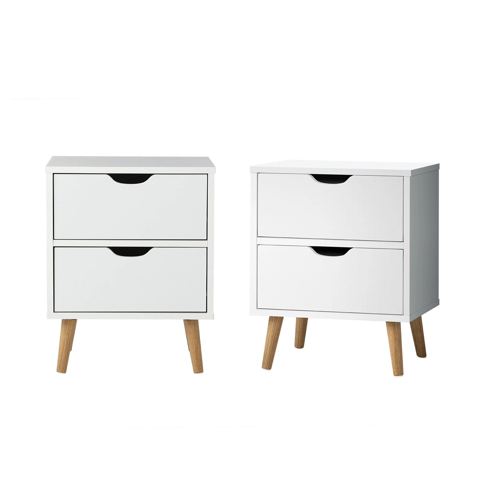 1 Oikiture Bedside Tables Set of 2 Side Table Nightstand Storage Cabinet - White, 1 of 10