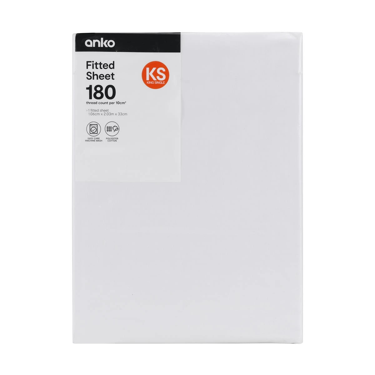 3 180 Thread Count Fitted Sheet - King Single Bed, White, 3 of 3
