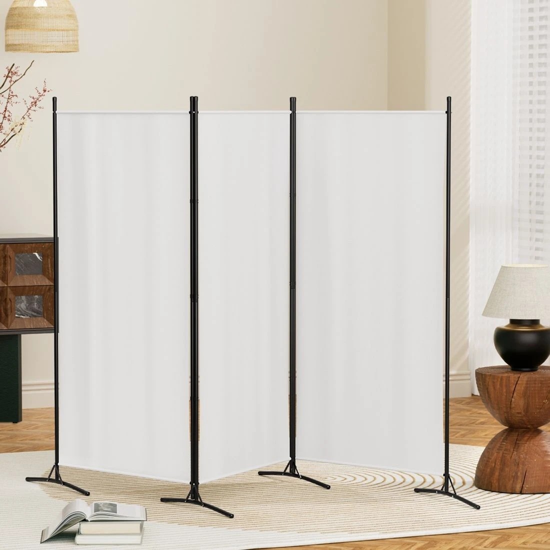 1 Artiss 3 Panel Room Divider Screen 260x180cm Fabric - White, 1 of 7