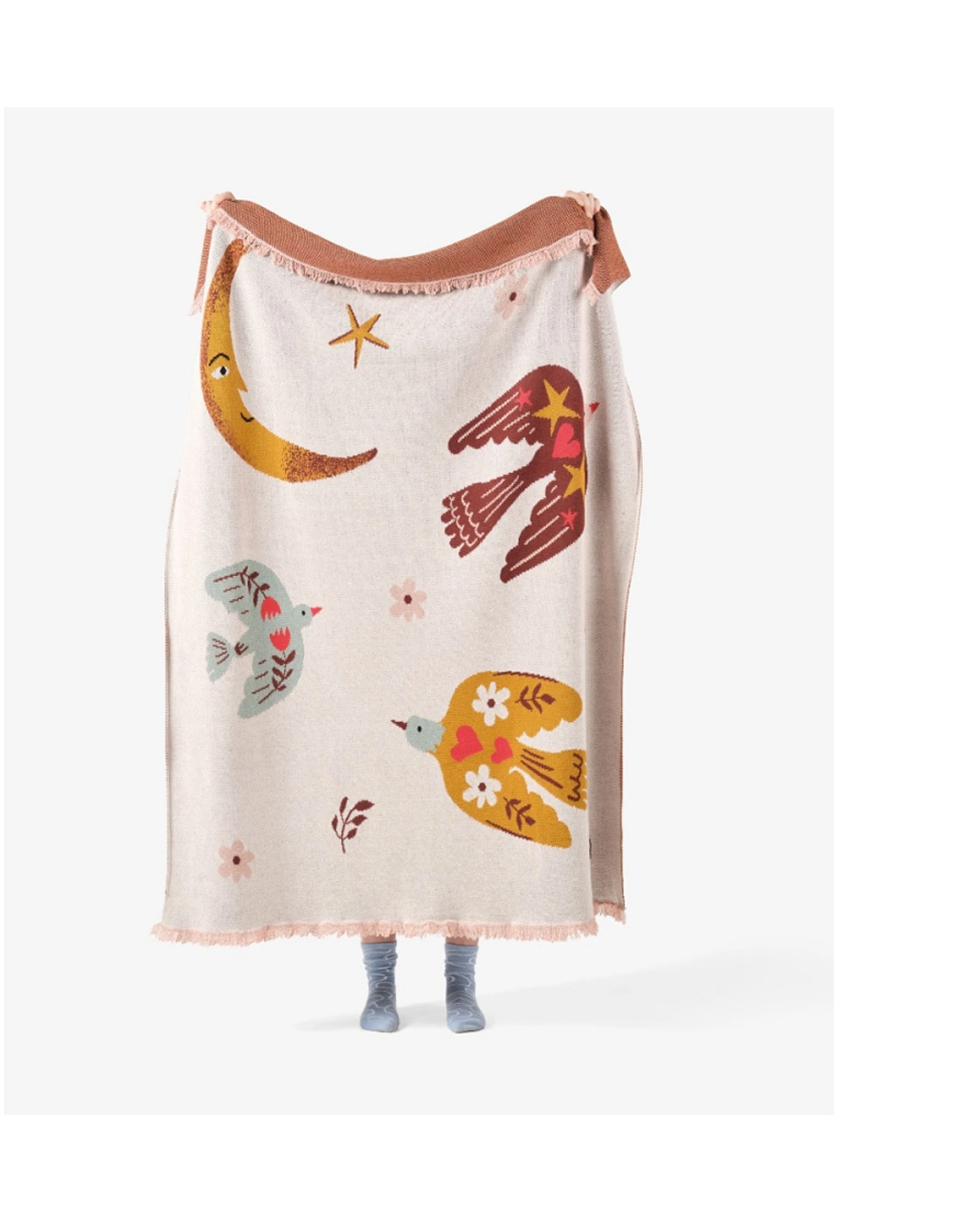3 Linen House Kids Folk Woodland Soft Knitted Cotton Comfort Throw Blanket 120x140cm - Pink, 3 of 3