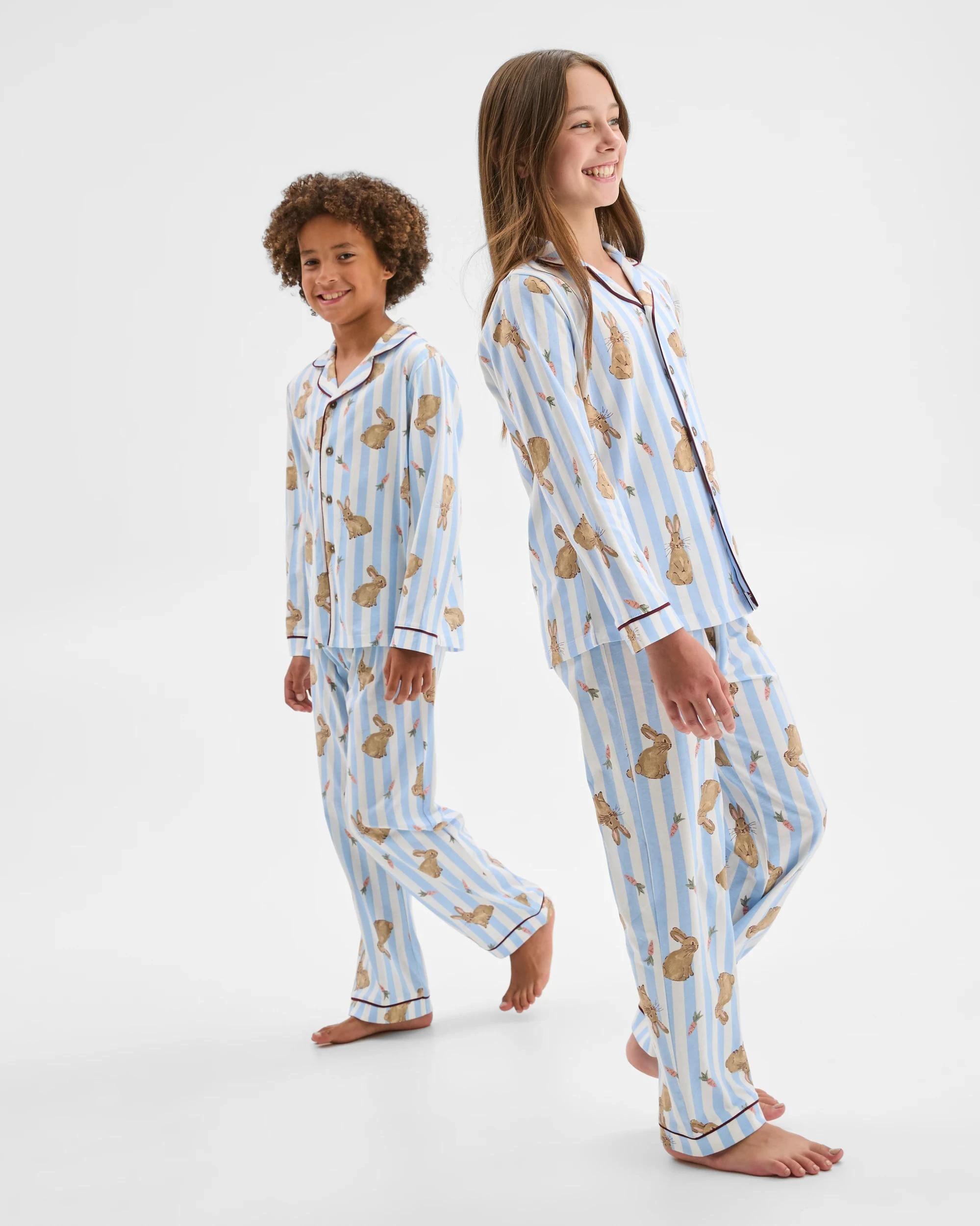 1 Target Kids Family Matching Australian Cotton Easter Older Kids Pyjama Set - Bunny Stripe BUNNY BLUE, 1 of 10