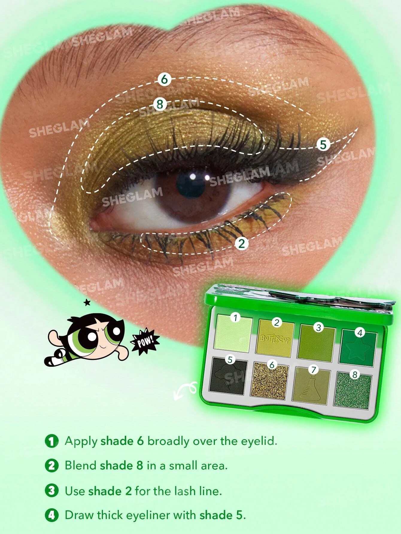 5 The Powerpuff Girls x SHEGLAM The Professor's Girls Eyeshadow Palette - Toughest Fighter, 5 of 7