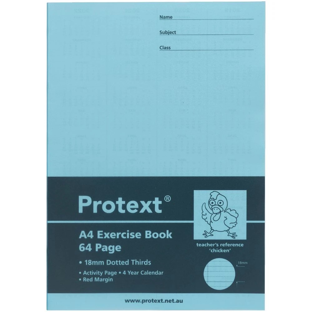 4 Protext A4 70gsm 18mm Dotted Thirds Exercise Book 64 Pg Blue, 4 of 4