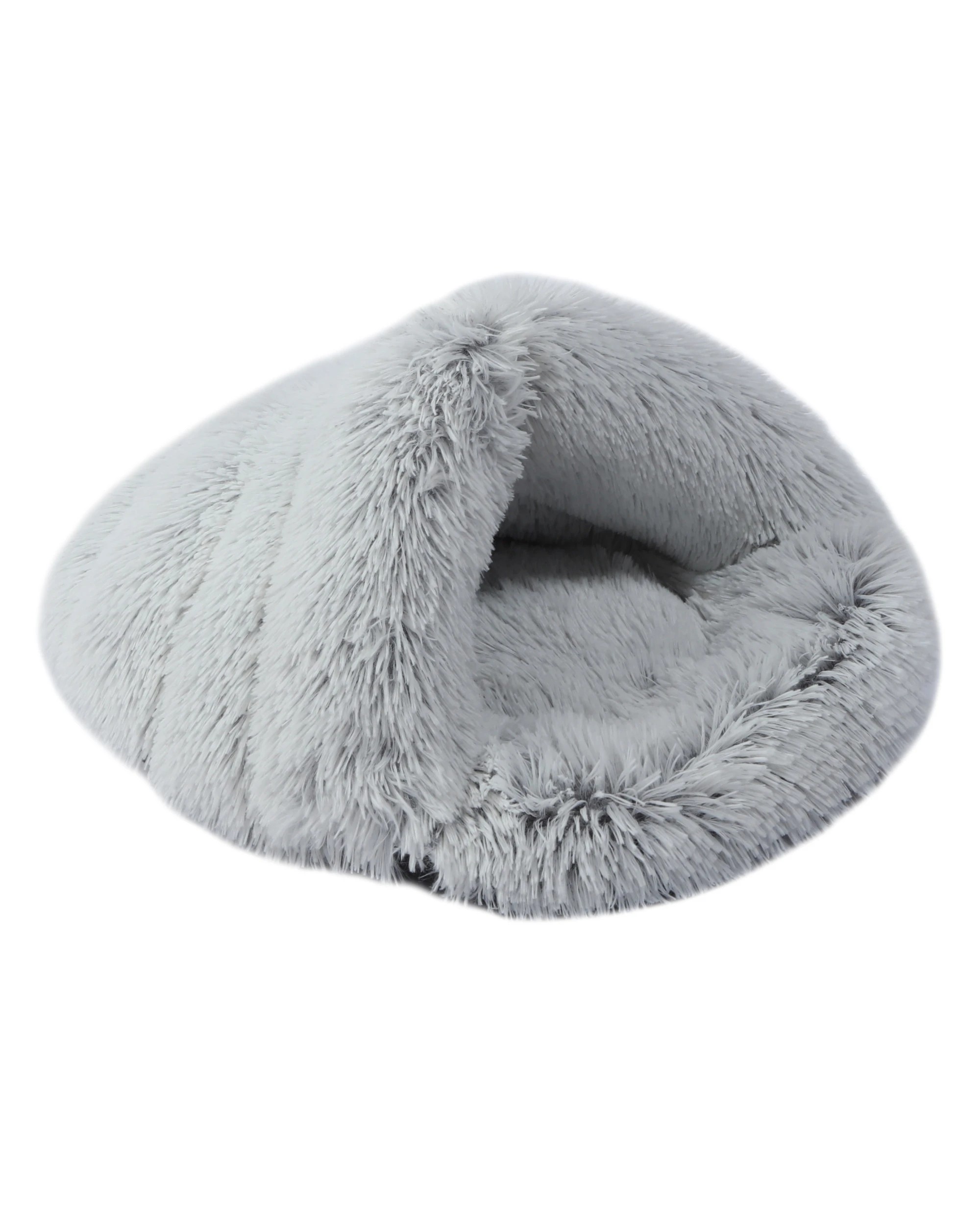 1 Charlie's Shaggy Fur Faux Igloo Cat Cave Bed 60x50cm - Arctic White, 1 of 4