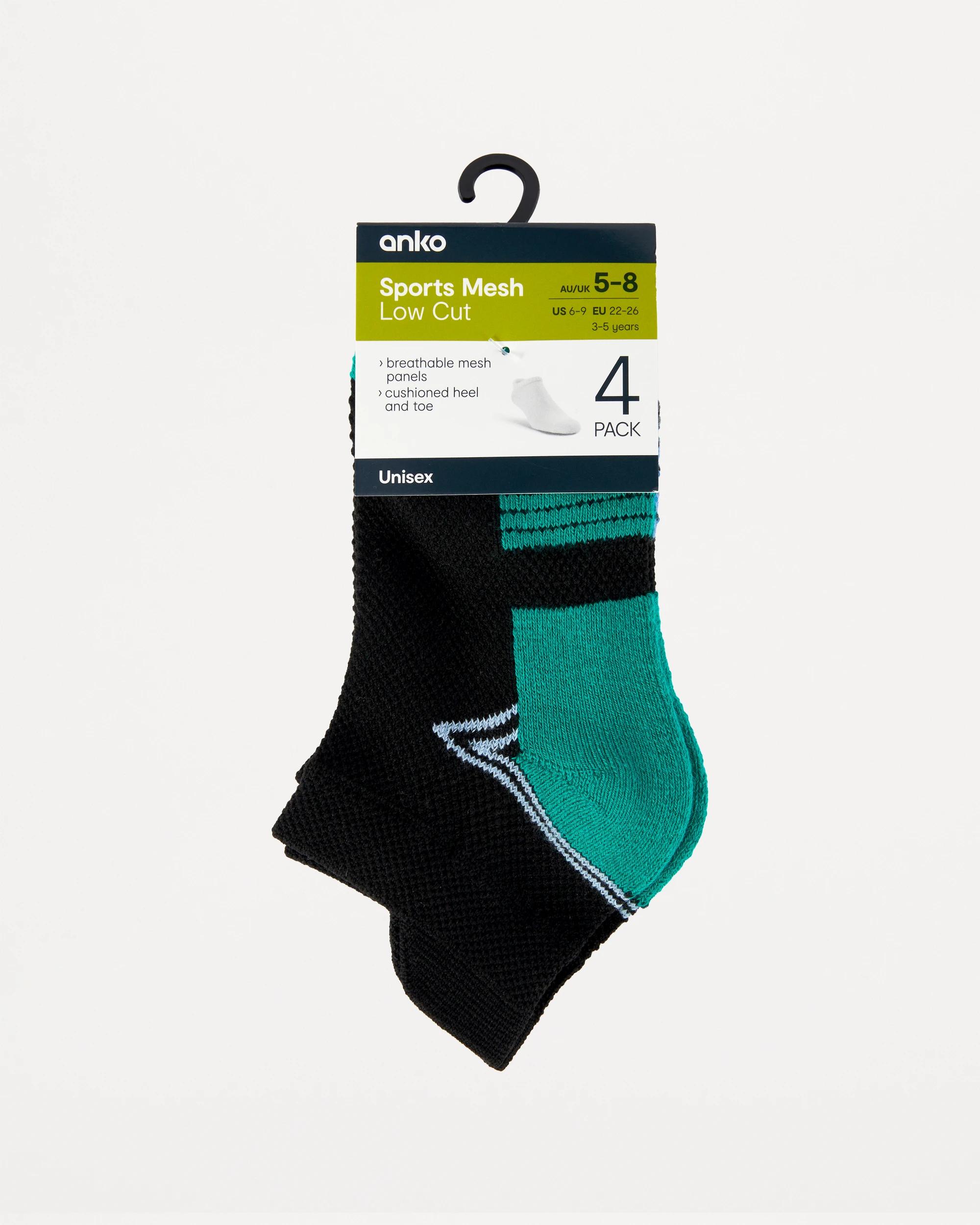 3 4 Pack Mesh Sports Low Cut Socks Black/blue, 3 of 3