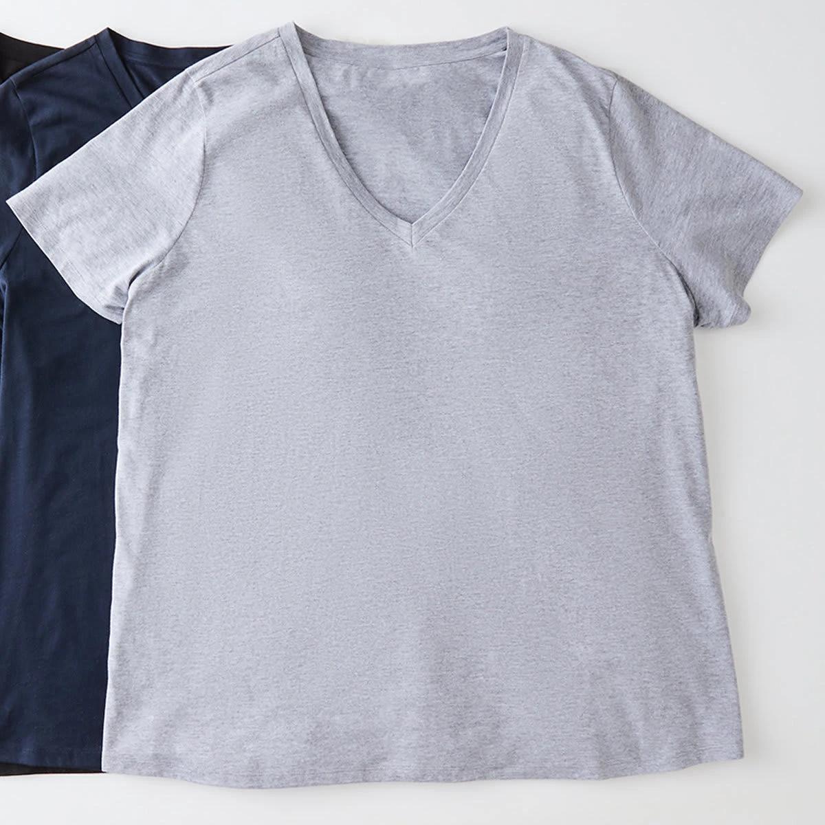 5 Curve Short Sleeve V-Neck T-shirt MARLE GREY, 5 of 5