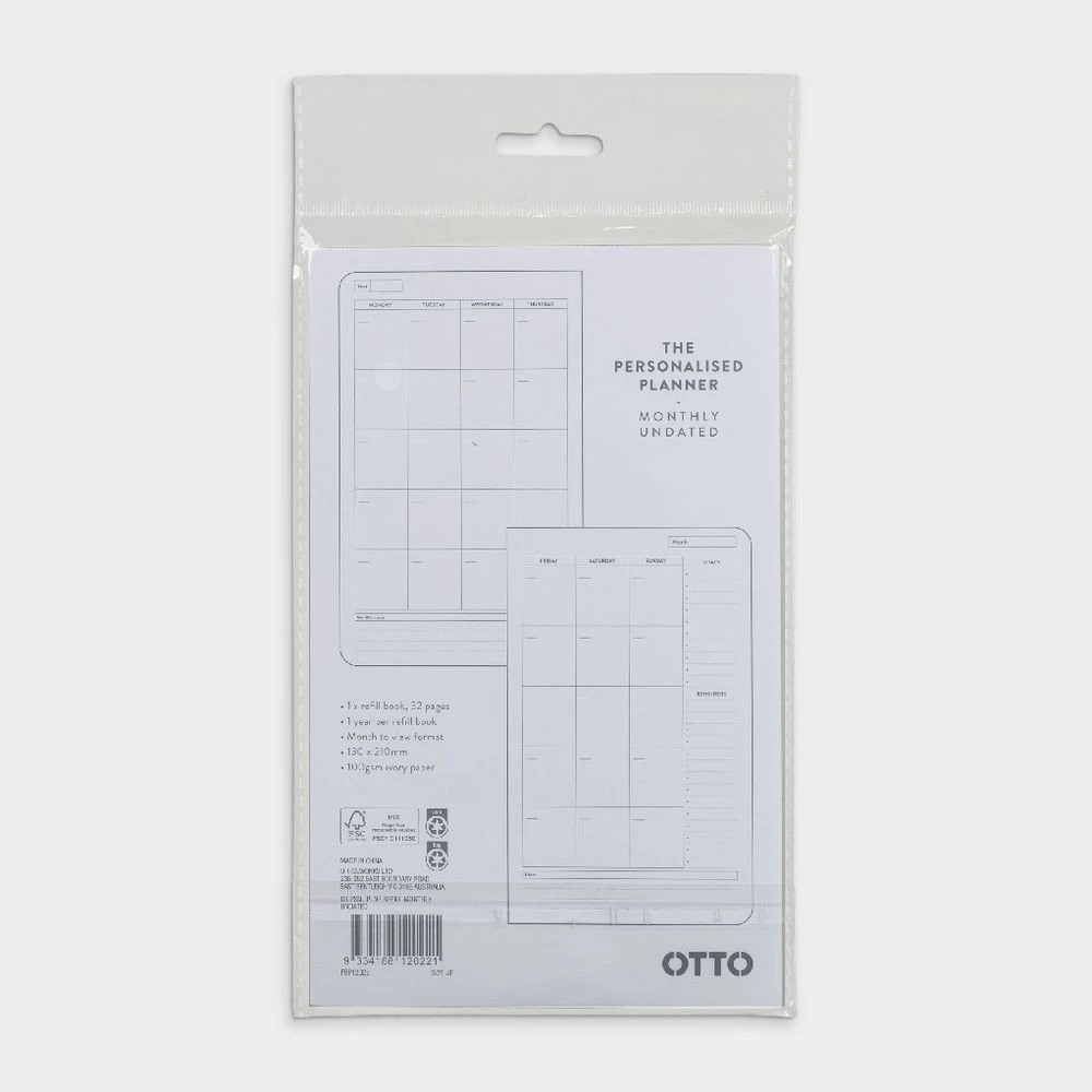 4 Otto Personal Monthly Undated Planner Refill, 4 of 4