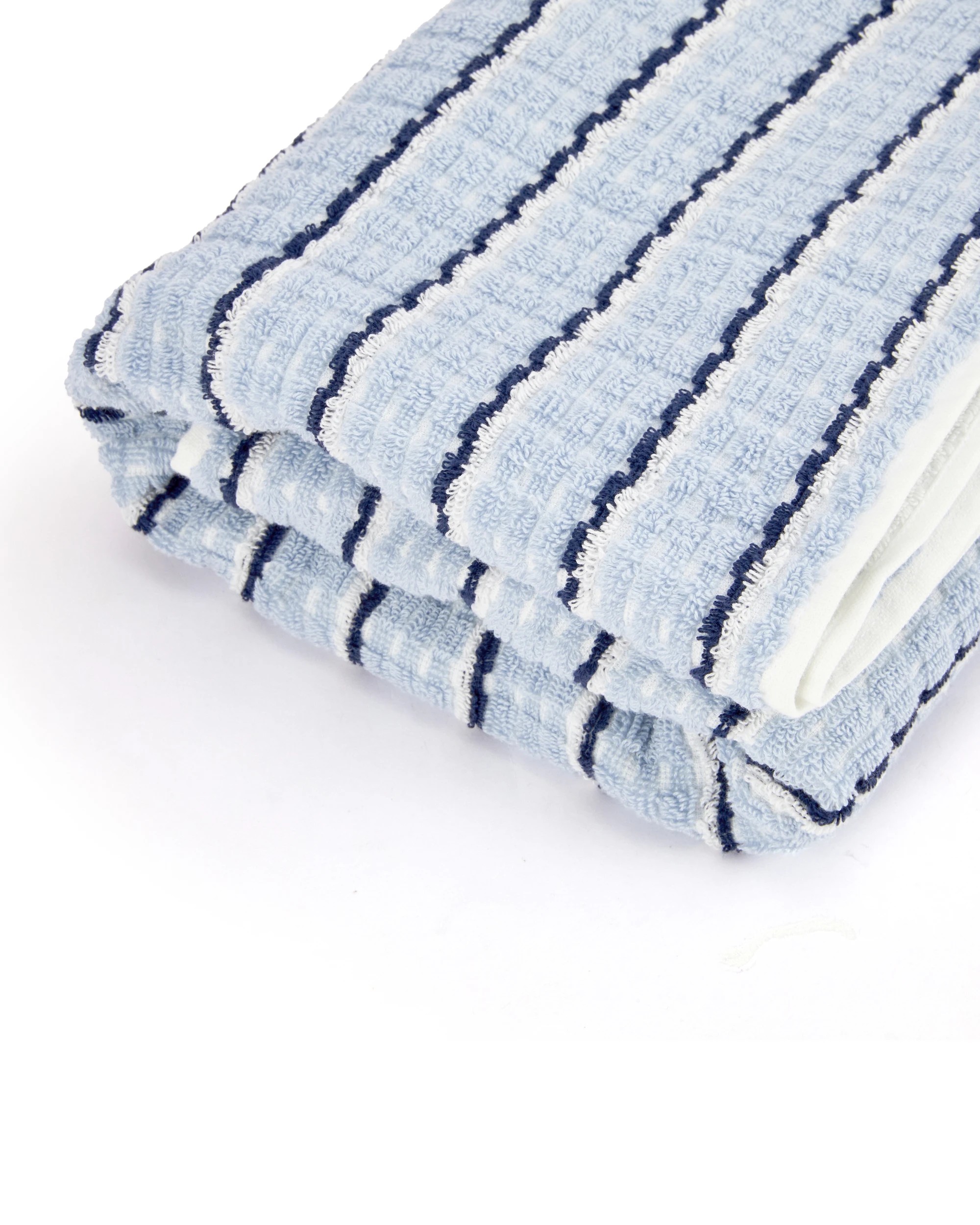 4 Pinstripe Cotton Bath Towel - Blue, 4 of 5