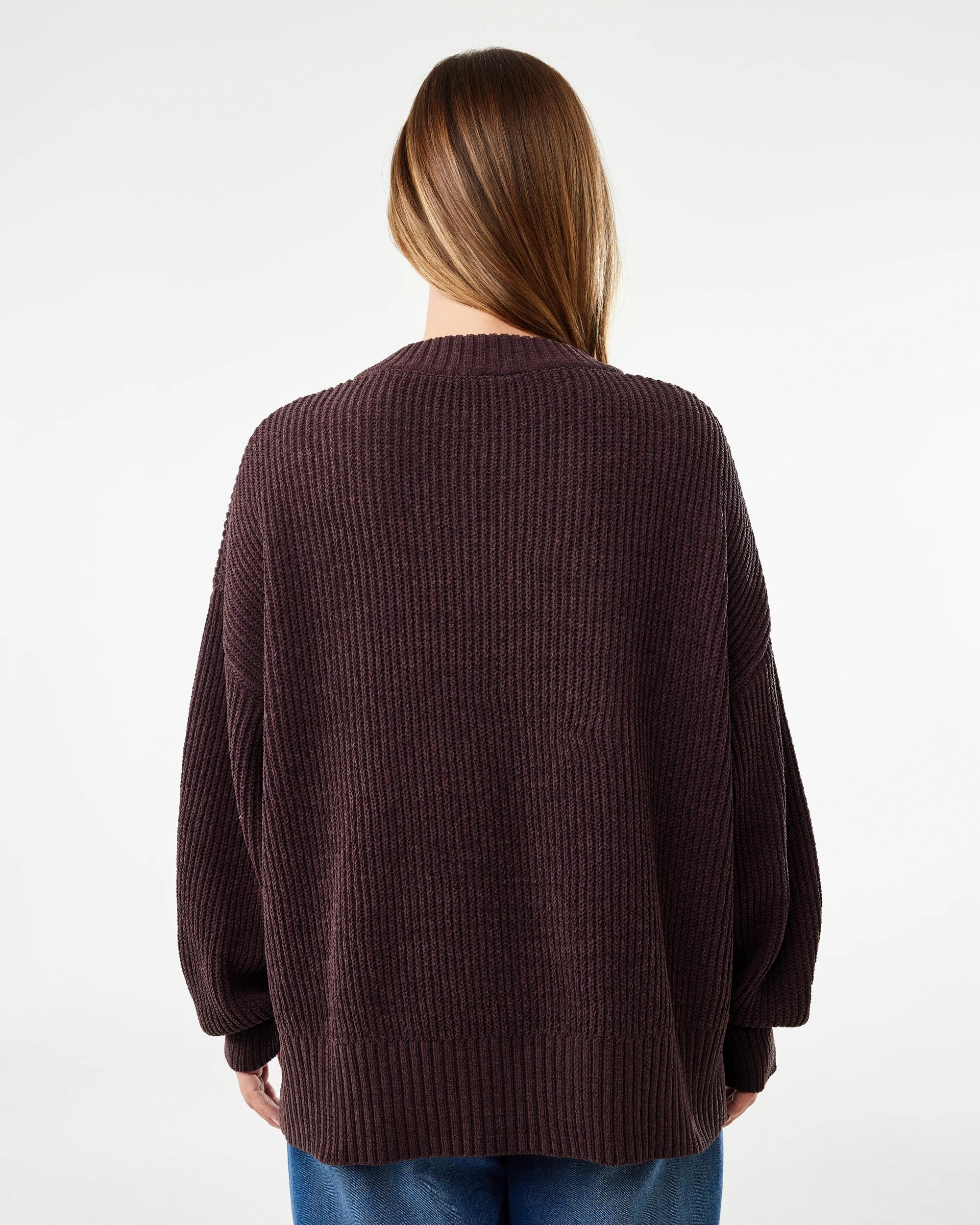 3 Chenille V Neck Jumper Melt Brown, 3 of 6