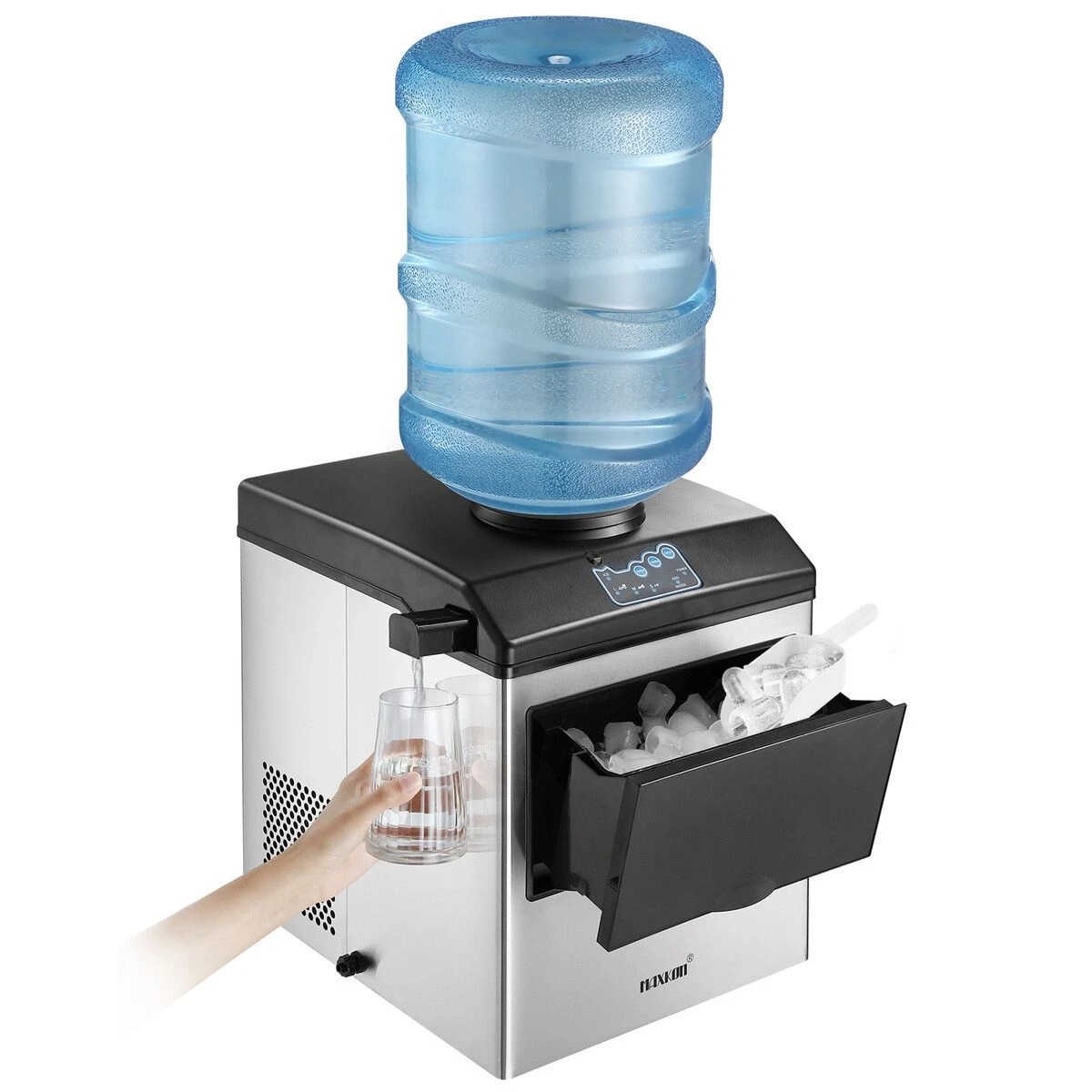 1 Maxkon 22kg Ice Maker Cold Water Dispenser 2 In 1 Bullet, 1 of 4