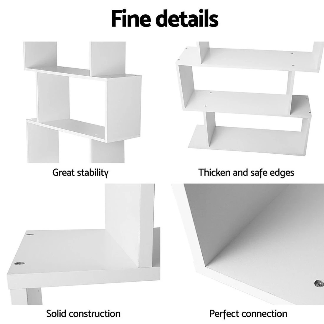 4 Artiss Bed Frame King Single and Bookshelf - White, 4 of 9
