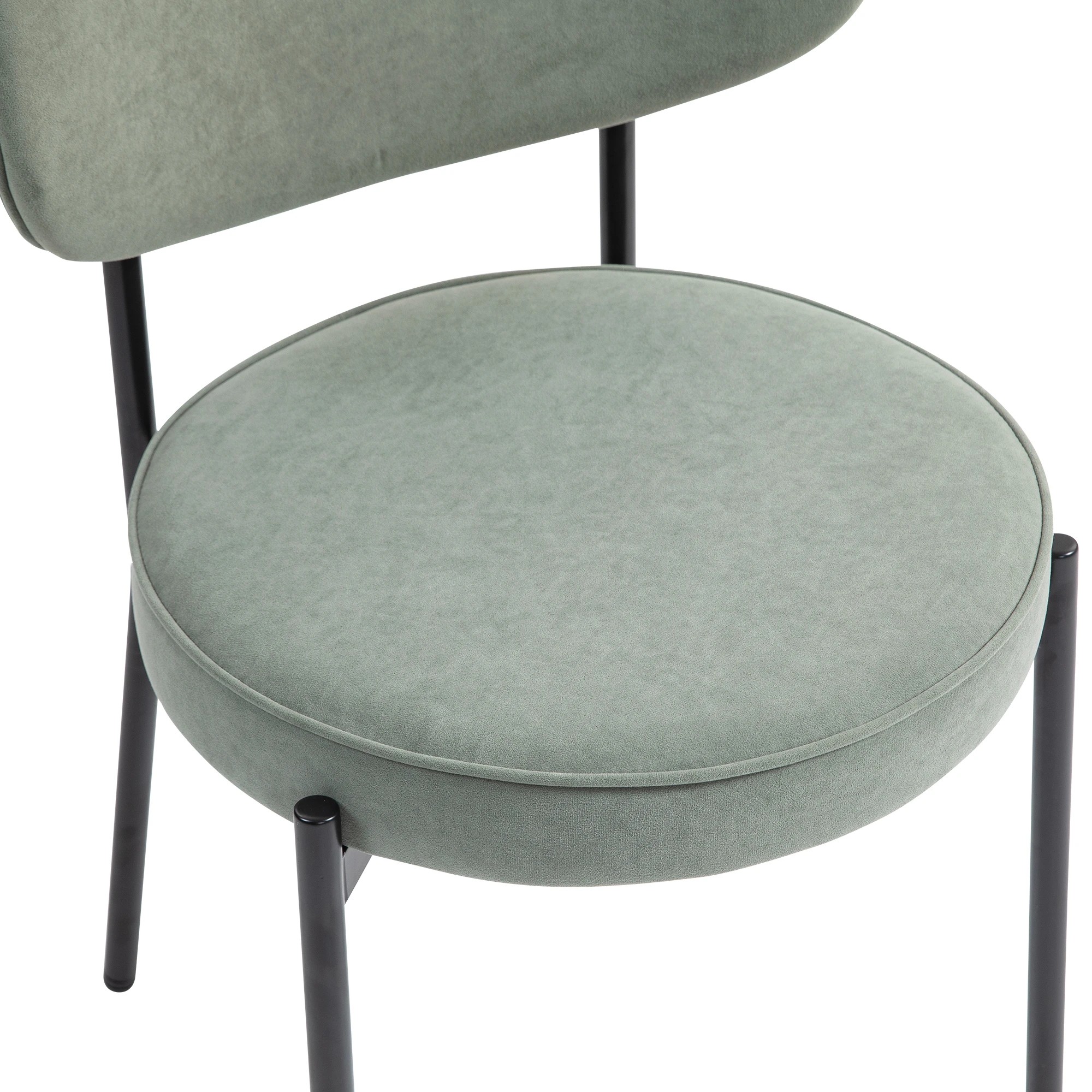 9 IHOMDEC Round Dining Chair Metal Frame and Legs Set of 2 - Green - Green, 9 of 10