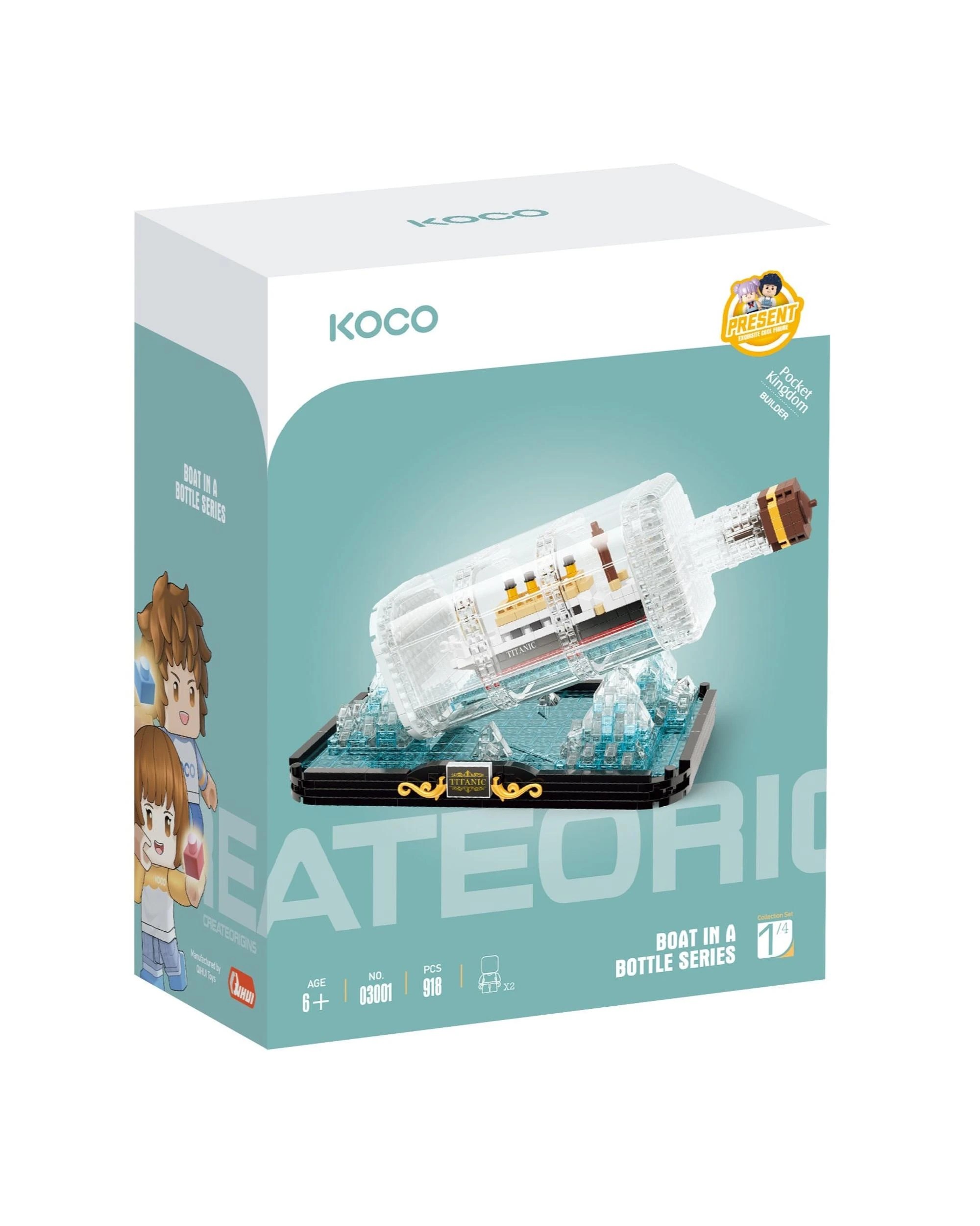 1 Koco Bricks Boat in a Bottle Series Titanic 918 Pieces, 1 of 1