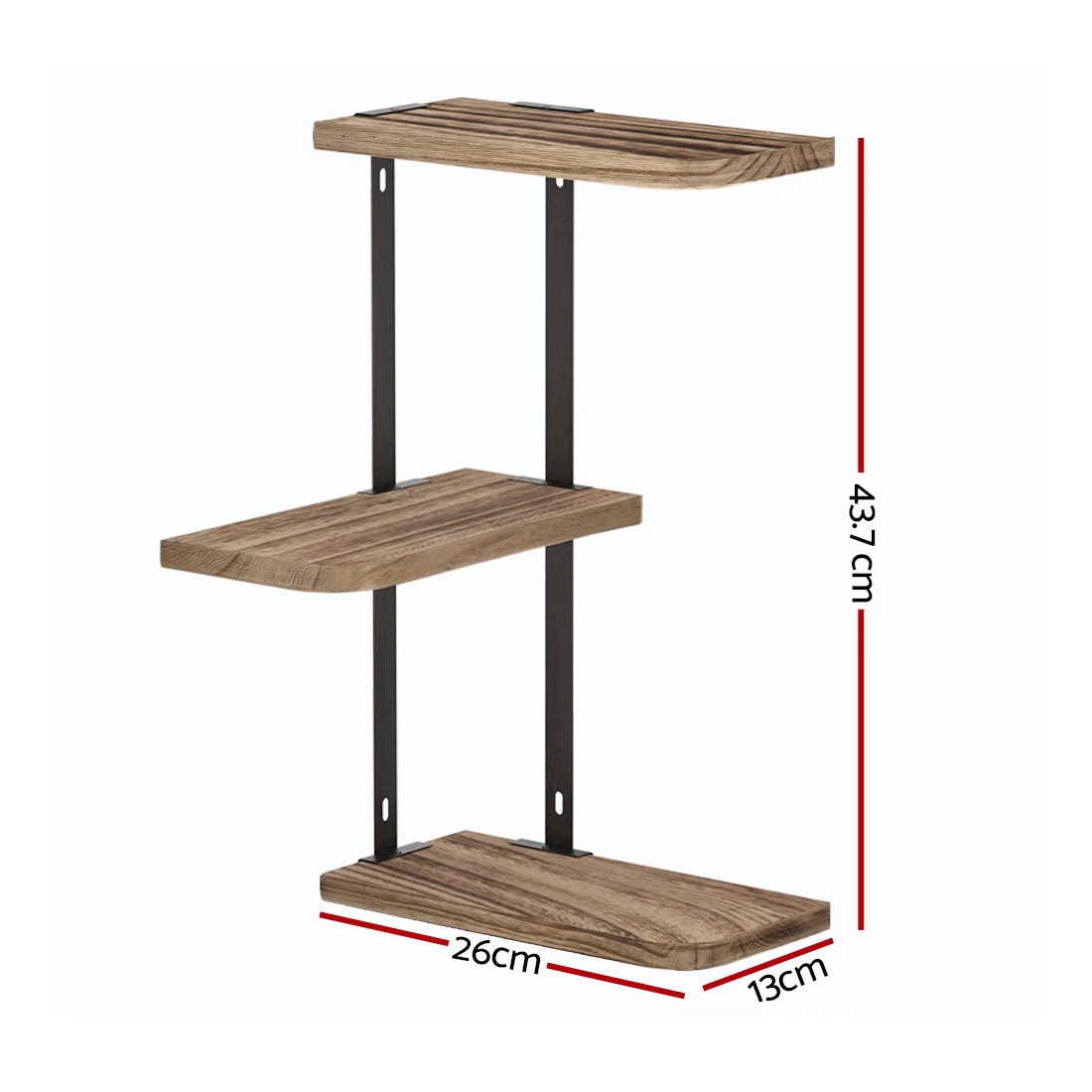 2 Artiss Floating Wall Shelf 3-Tier - Brown, 2 of 6