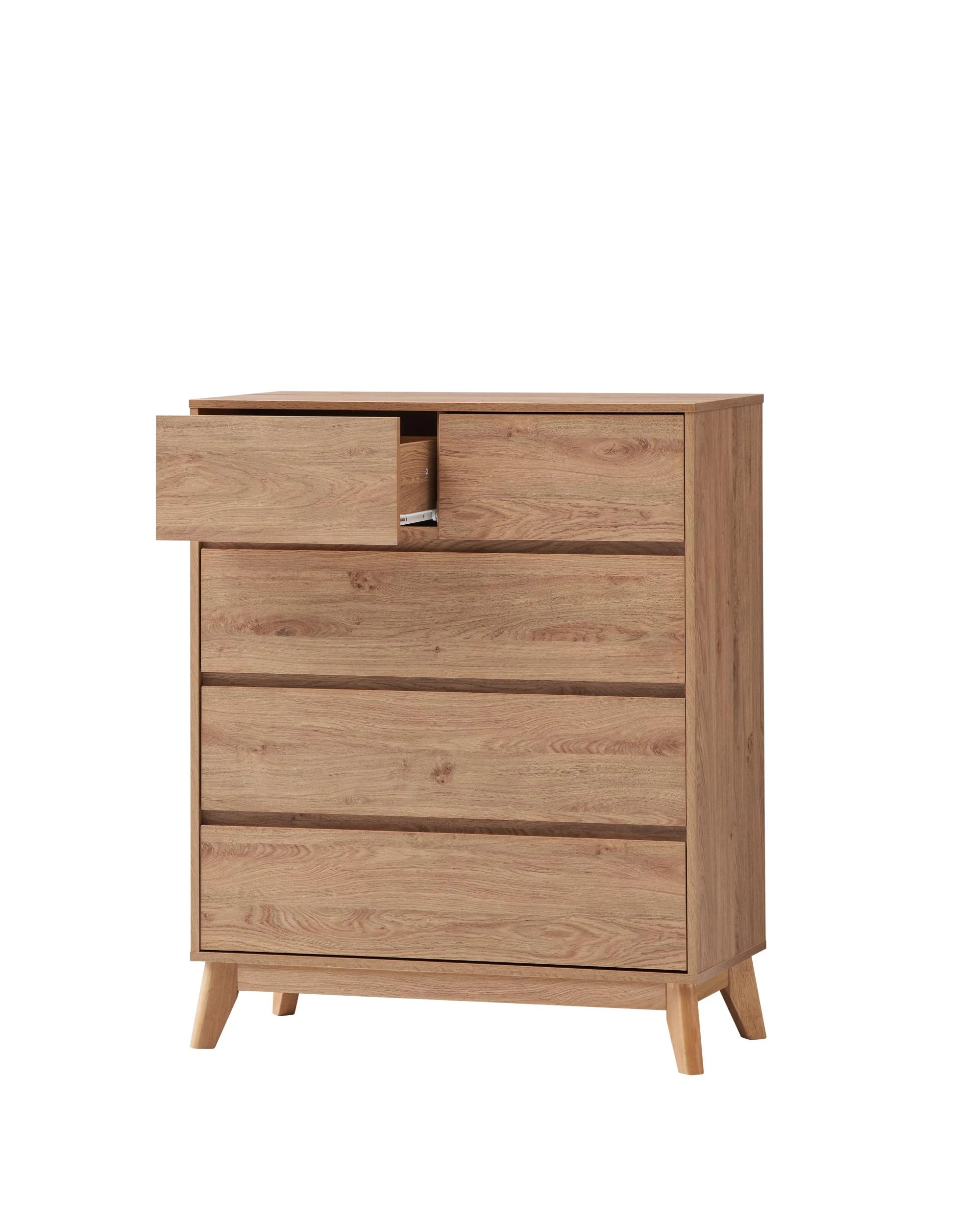 4 Kodu Chest 5 Drawers Tallboy Dresser Oak Look - Natural, 4 of 6