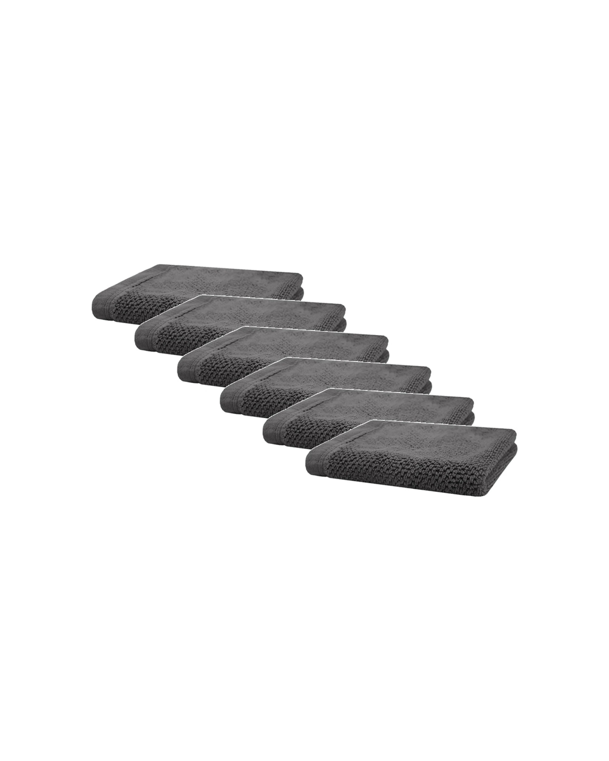 1 Bambury Angove 600gsm Soft Absorbent Cotton Face Washer 6PK 33x33cm - Charcoal, 1 of 5