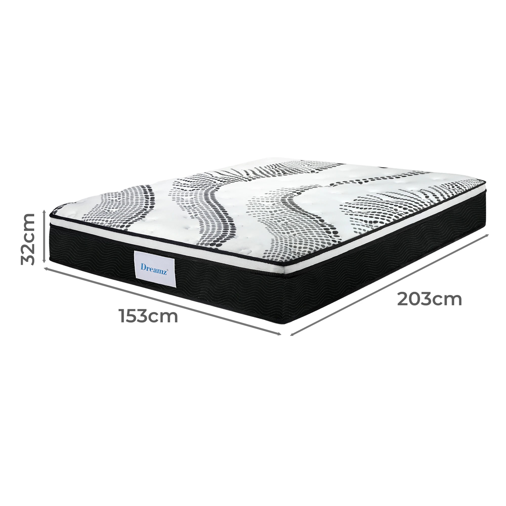3 Dreamz Spring Mattress 7 Zone Bed Pocket Medium Firm Memory Foam 32cm Queen, 3 of 9