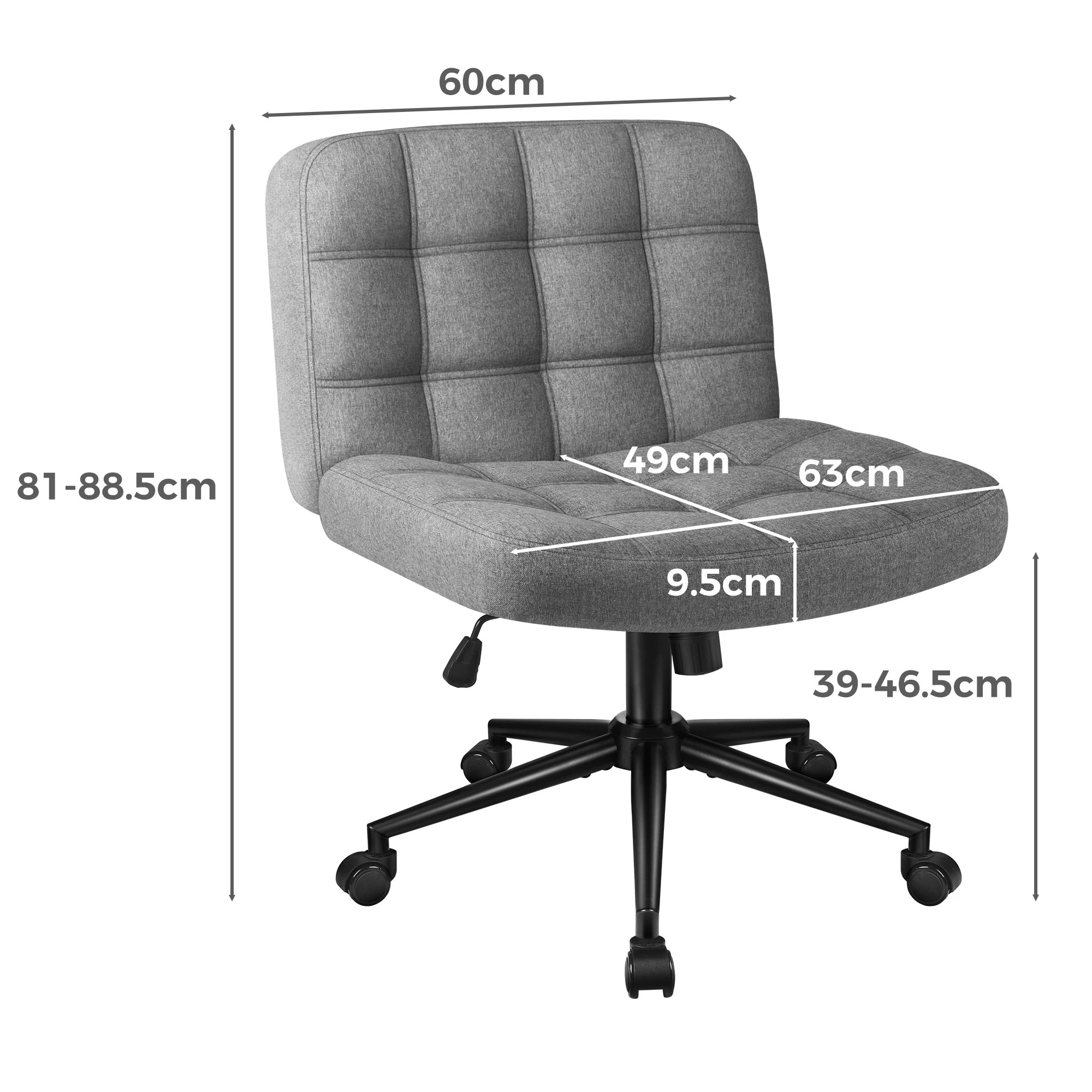 3 Alfordson Office Desk Chair Computer Armless Wide Seat Mid Back Fabric - Grey, 3 of 9