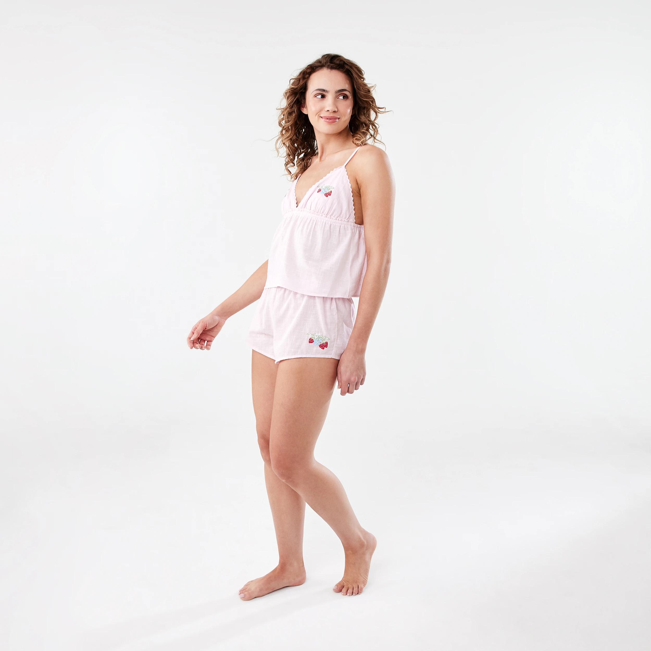 3 Sleeveless Embroidery Cami and Shorts Pyjama Set Fruits, 3 of 8