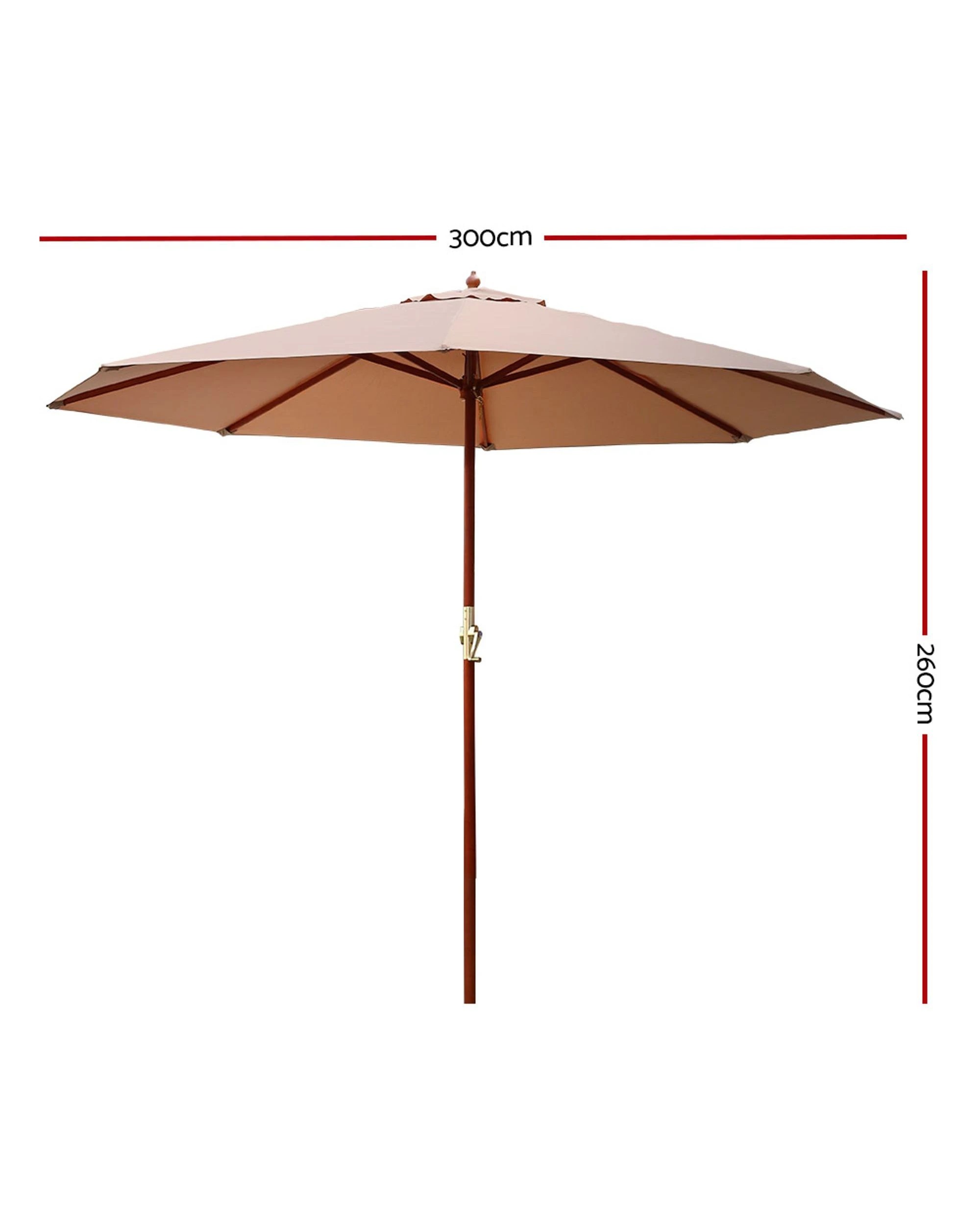 2 Instahut 3m Outdoor Umbrella Pole Umbrellas Beach Garden Sun Stand Patio - Beige, 2 of 5