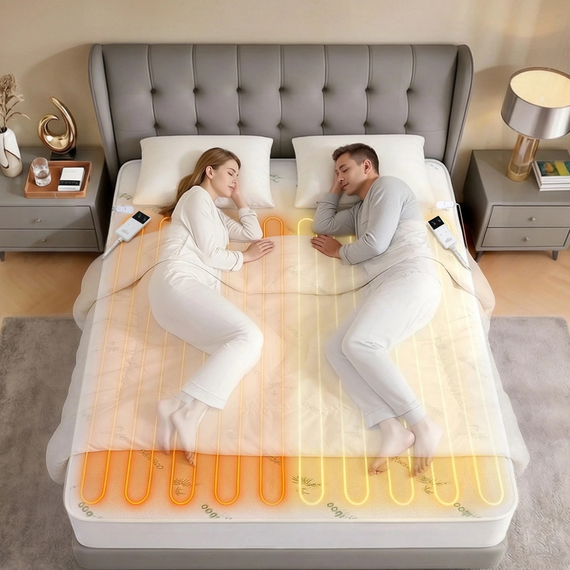 7 Giselle Electric Blanket Bamboo Fabric Double Fitted Heated Pad Underlay - Double Bed - White, 7 of 10
