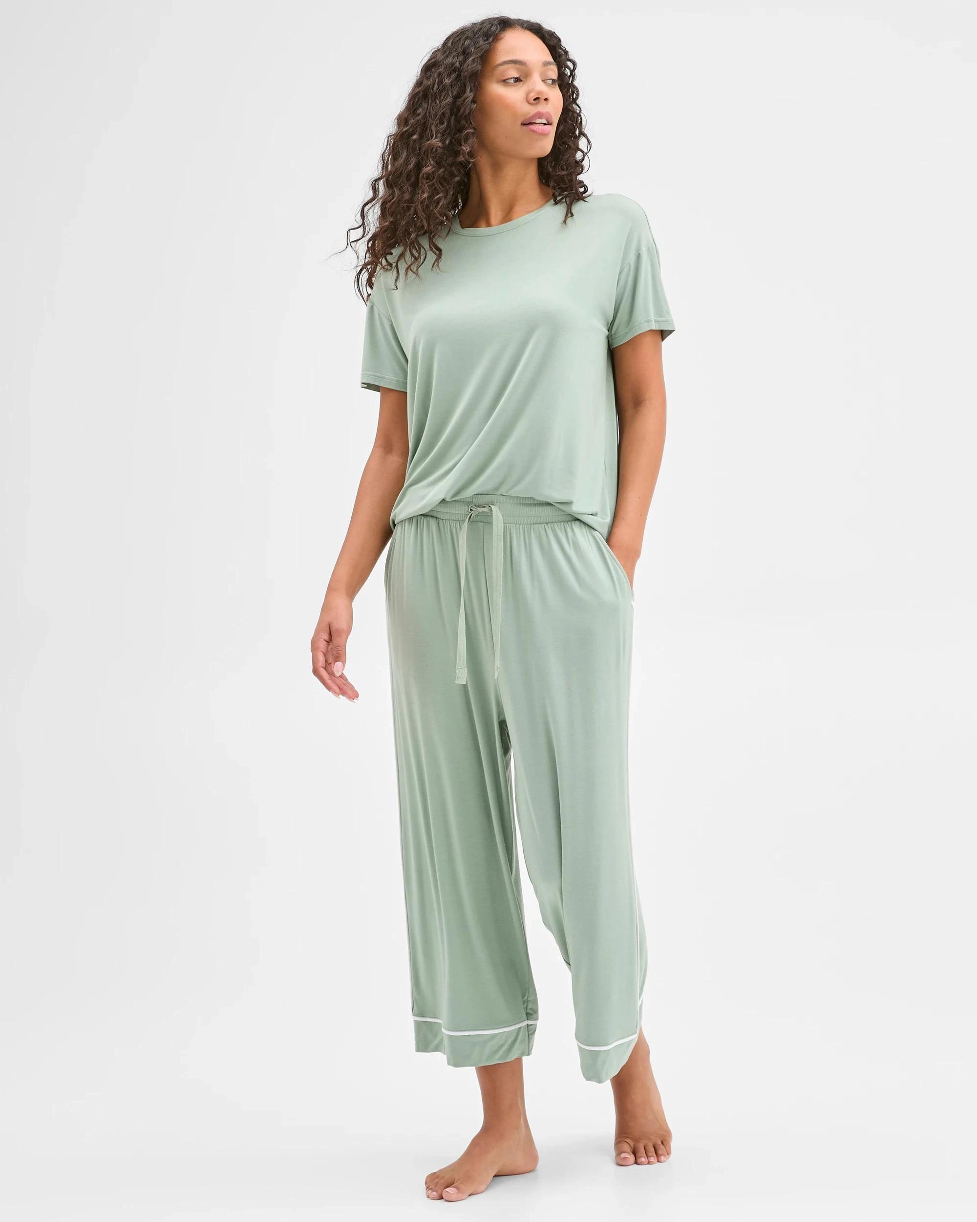 3 Target Woman Soft Comfort Bamboo Culotte Sleep Pants GREEN, 3 of 5