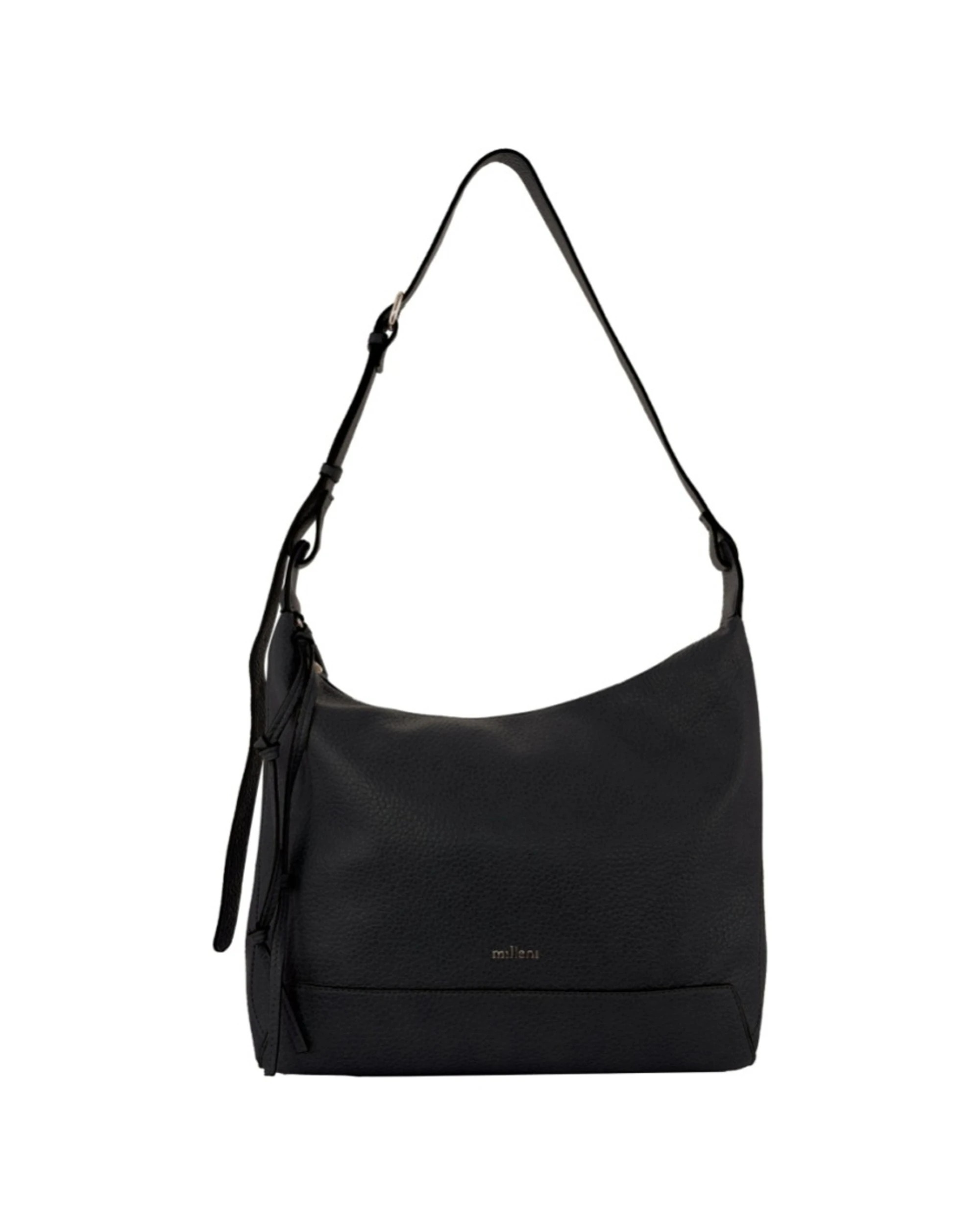 3 Milleni Vegan Leather Shoulder Bag W/ Adjustable Strap Laptop Compatibility Hardware Finish - Black, 3 of 4