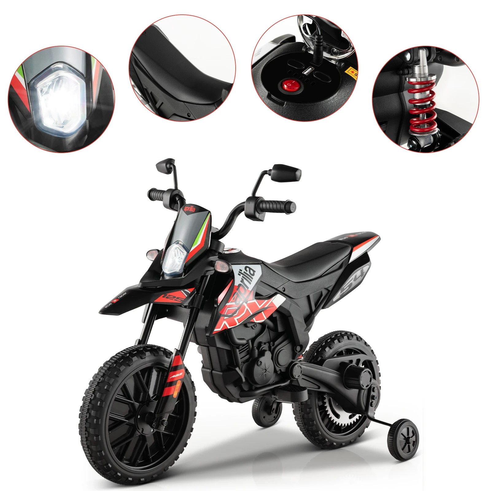 4 Costway Ride On Motorcycle Aprilia Licensed Electric Motorbike, 4 of 6