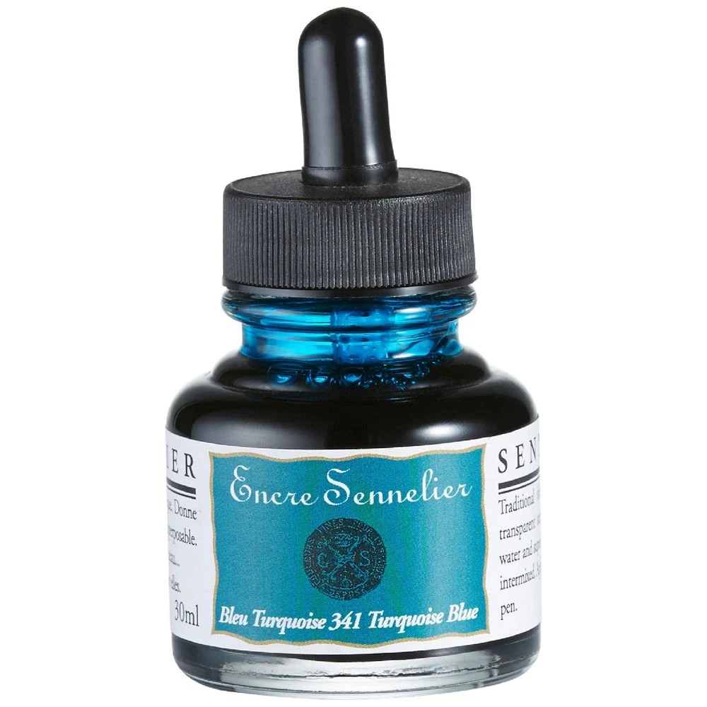 1 Sennelier Encre Drawing Ink 30mL Turquoise Blue, 1 of 2