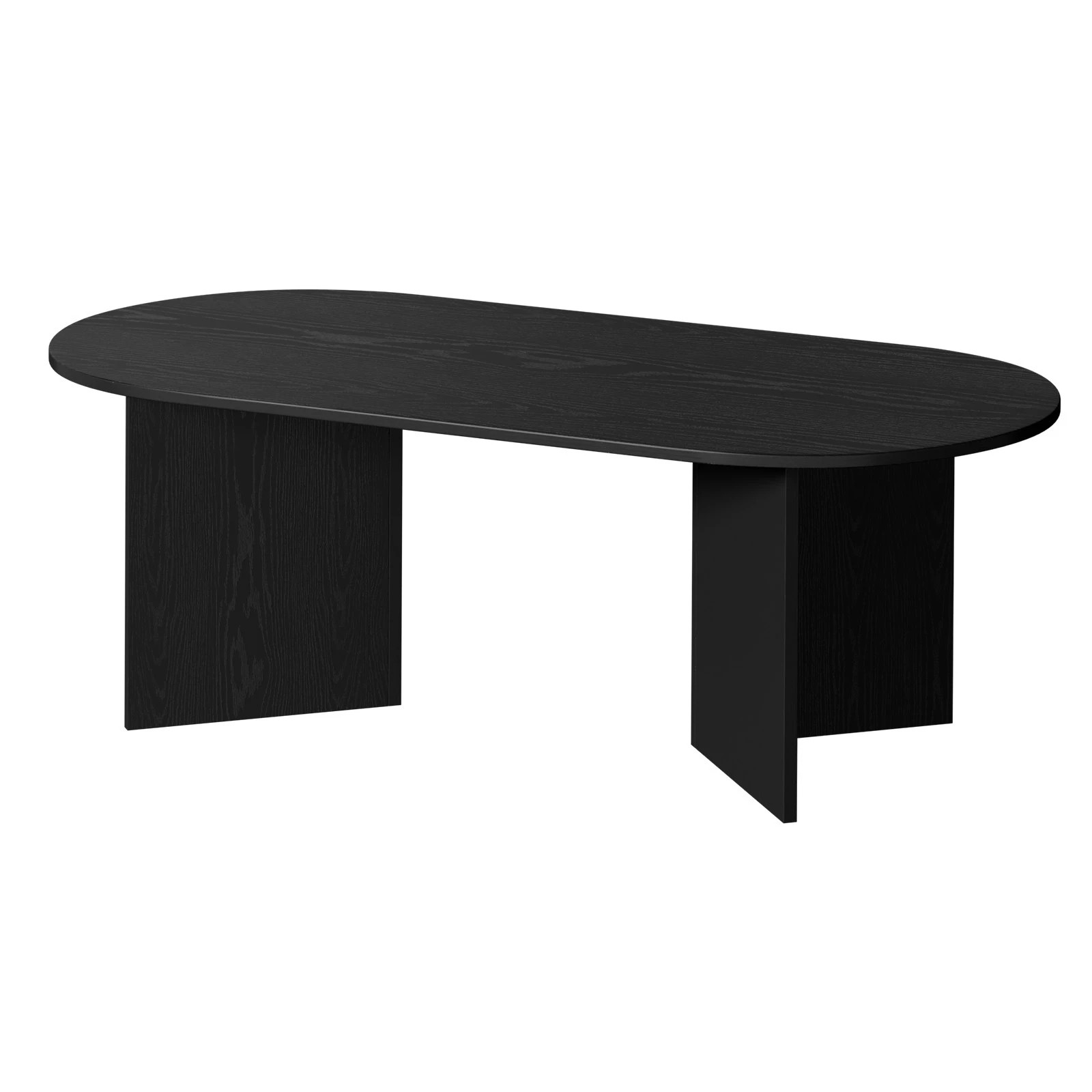 1 Oikiture Coffee Table Sofa End Table Oval Side Cafe Desk Timber - Black, 1 of 9