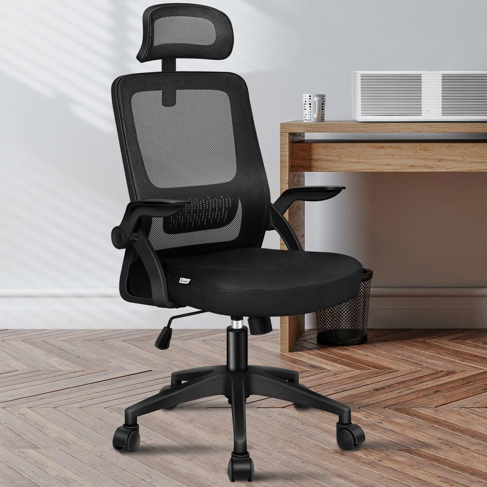 2 Alfordson Mesh Office Chair Executive Fabric Seat Tilt Gaming Racing Computer - Black, 2 of 10