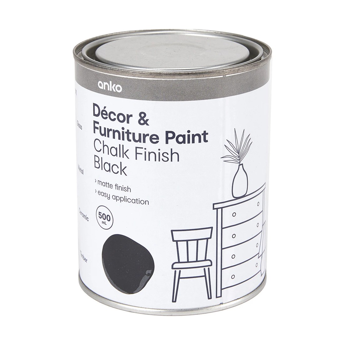 5 Decor & Furniture Paint - Chalk Finish Black, 5 of 5