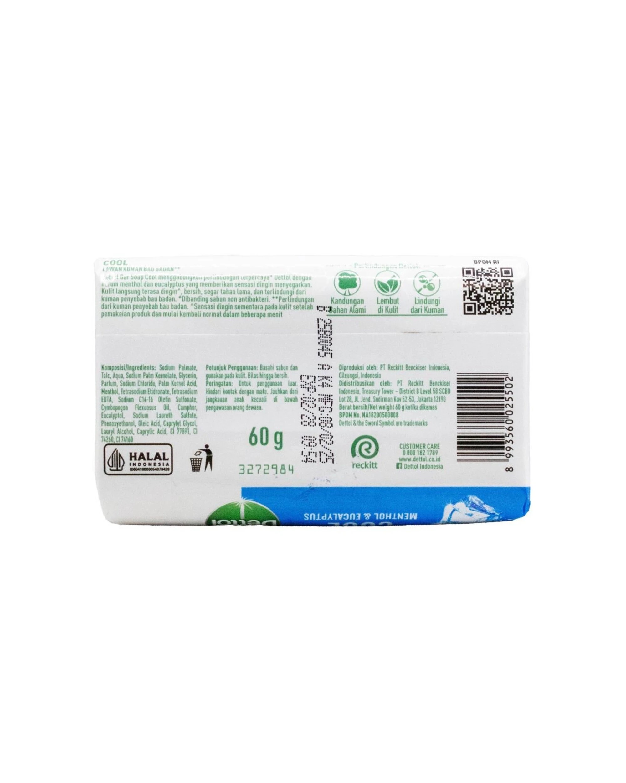 2 Dettol Soap Bar Antibacterial Cool Effect Menthol Eucalyptus Fragrance 60g - Multi, 2 of 2