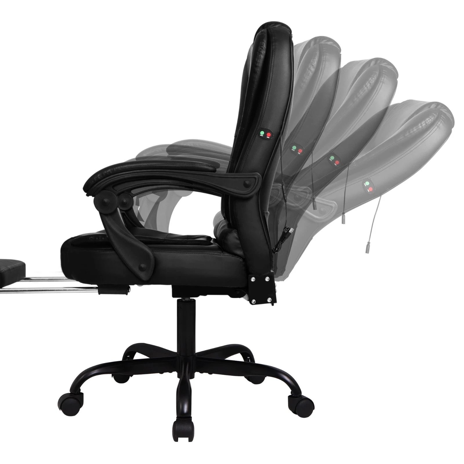 5 Alfordson Massage Office Chair FOOTREST Executive Gaming Racing Seat PU Leather - Black, 5 of 10