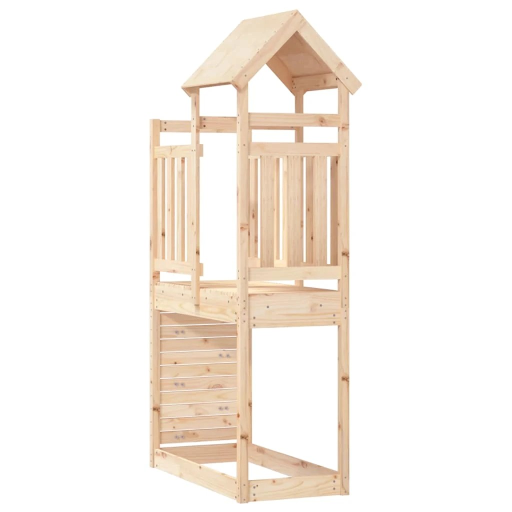3 vidaXL Play Tower With Rockwall Pine Wood - Brown, 3 of 6