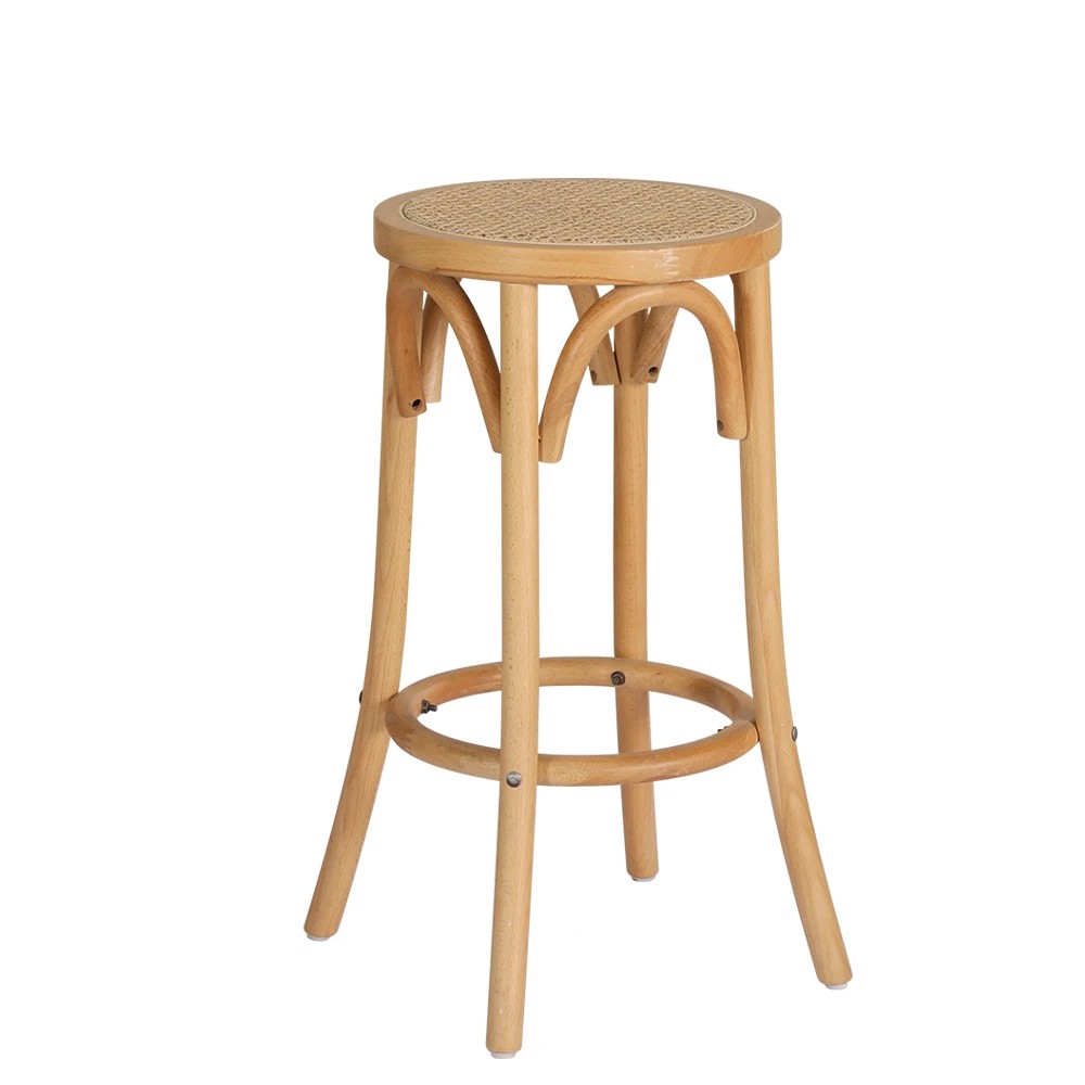 1 Artiss Bar Stool Rattan Seat Wooden - Natural, 1 of 6