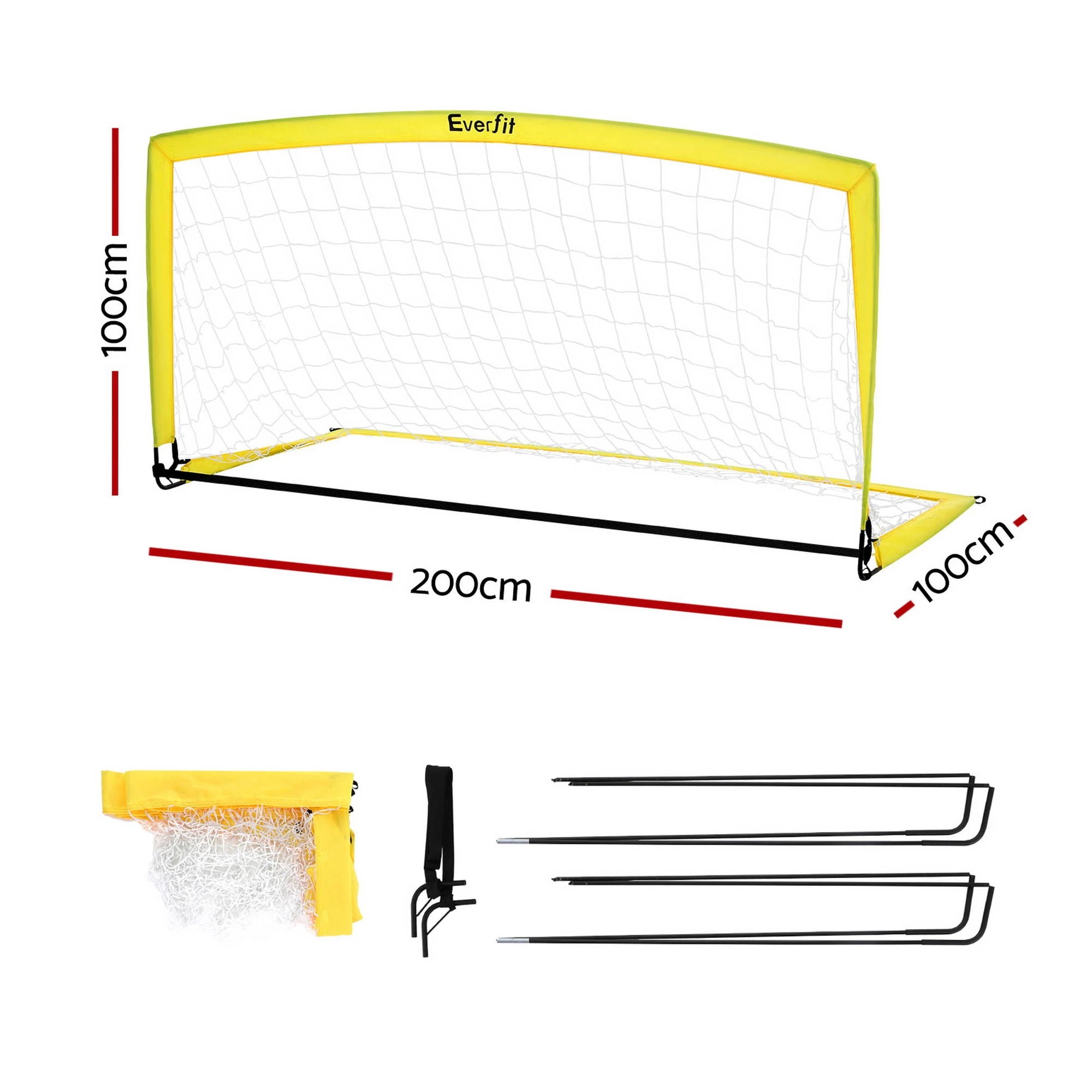 2 Everfit 2m Football Soccer Net Portable Goal Net Rebounder Sports Training - Yellow, 2 of 8