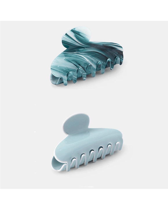 2 Pack Blue Contrast Claw Hair Clips