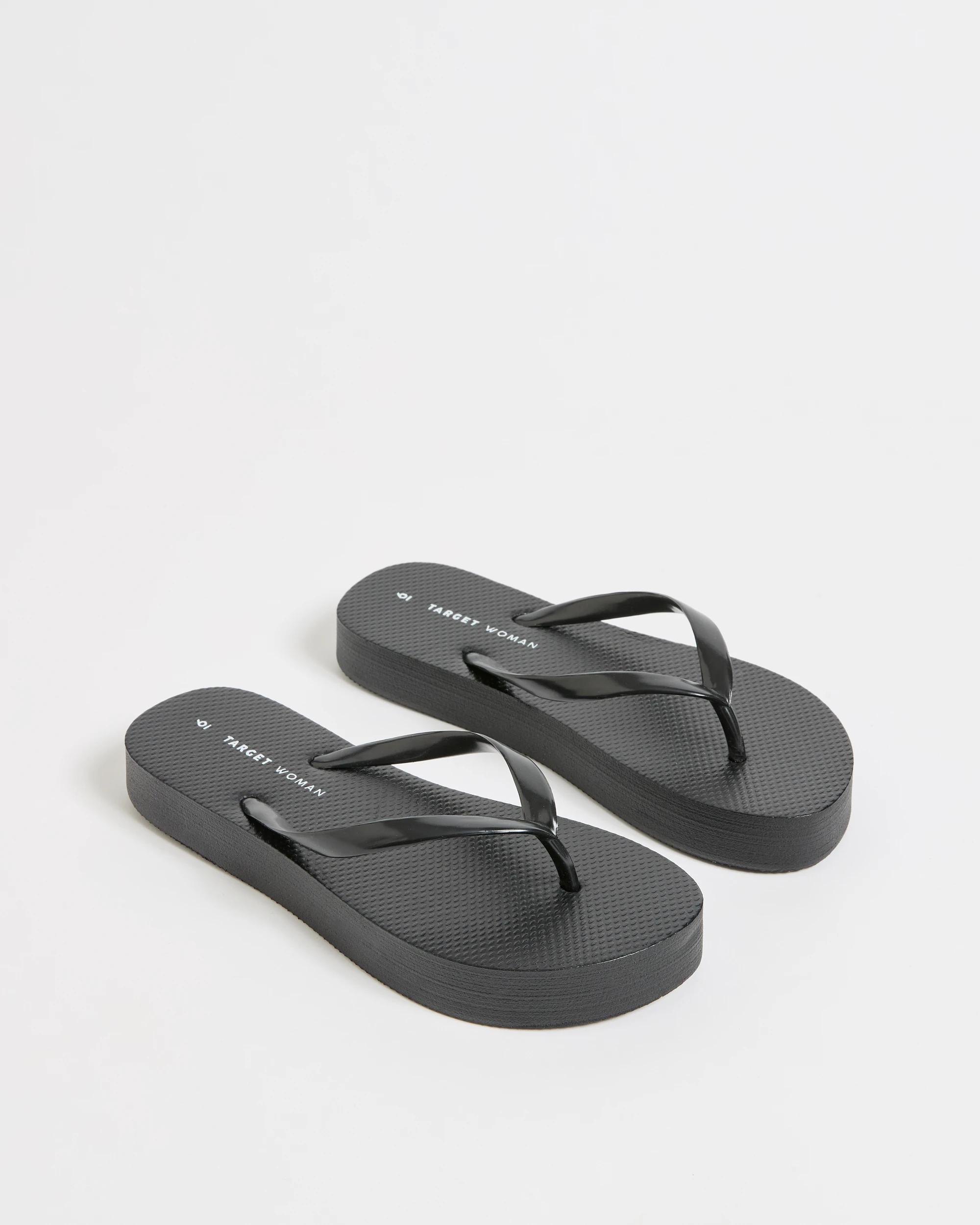 2 Target Woman Sarah Square Toe Flatform Thongs BLACK, 2 of 3