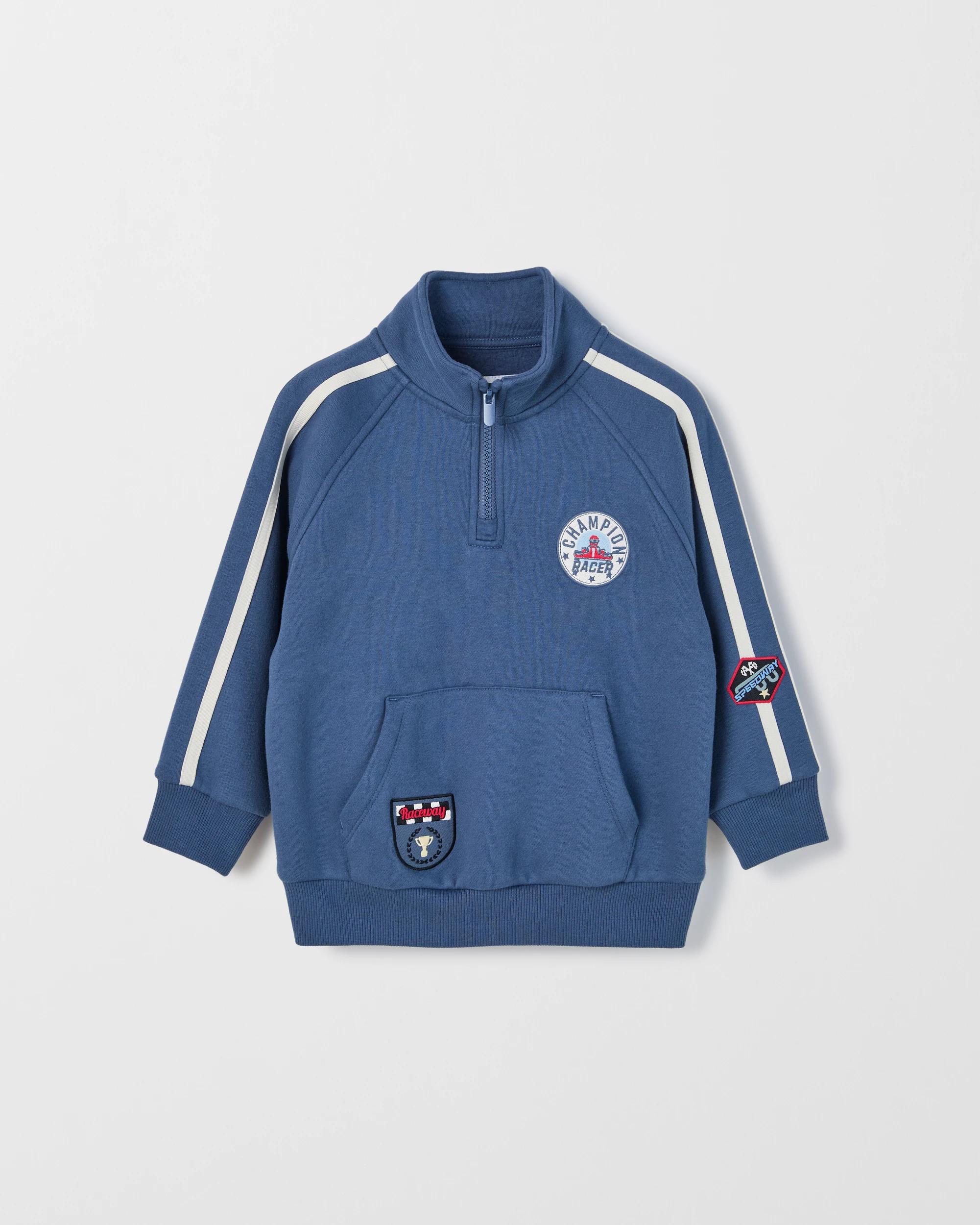 1 Target Kids Australian Cotton Blend 1/4 Zip Jumper VINTAGE INDIGO NAVY, 1 of 1