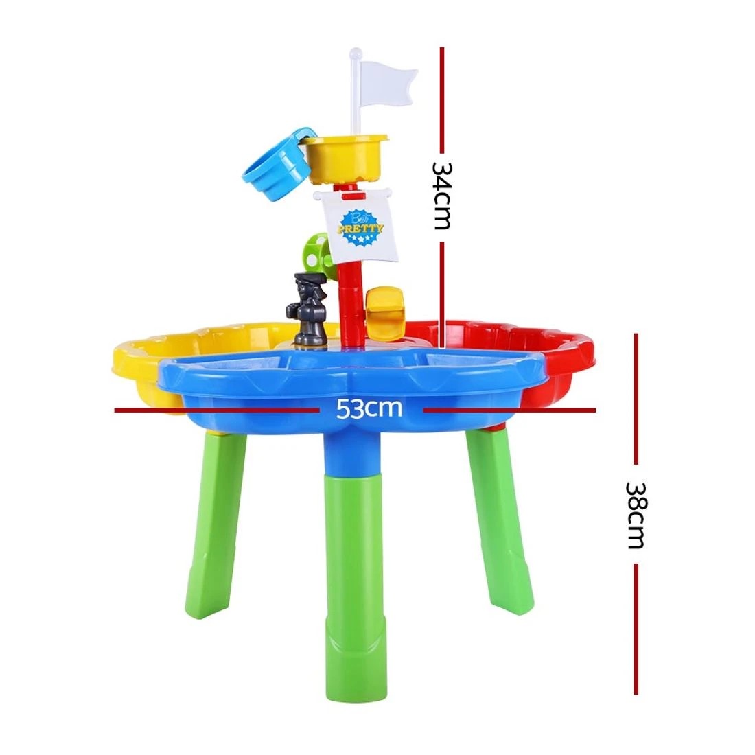 2 Keezi Kids Sandpit Pretend Play Set Outdoor Sand Water Table Beach Toy - Multi, 2 of 6