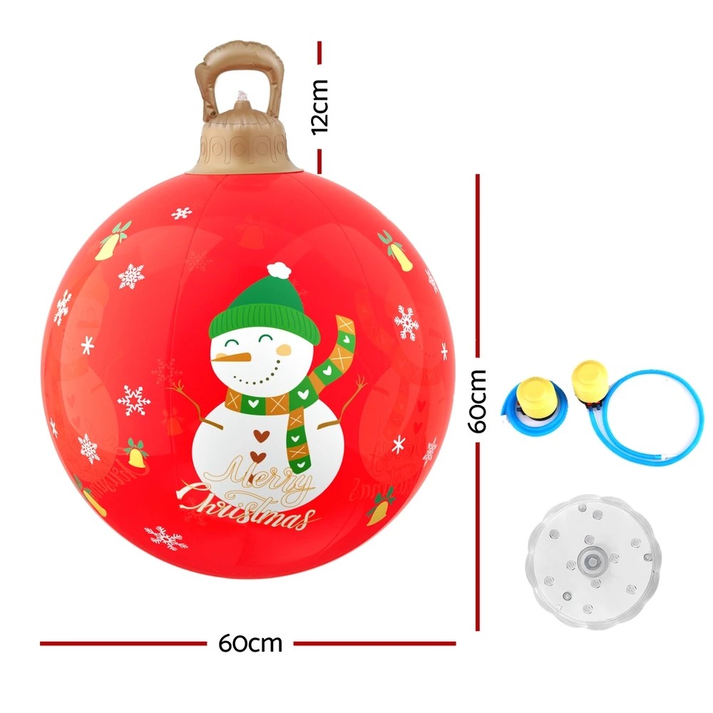 3 Jingle Jollys Christmas Inflatable Ball 60cm Illuminated Led Snowman Xmas Decor Durable Space Saving Modern Decor - Red, 3 of 7