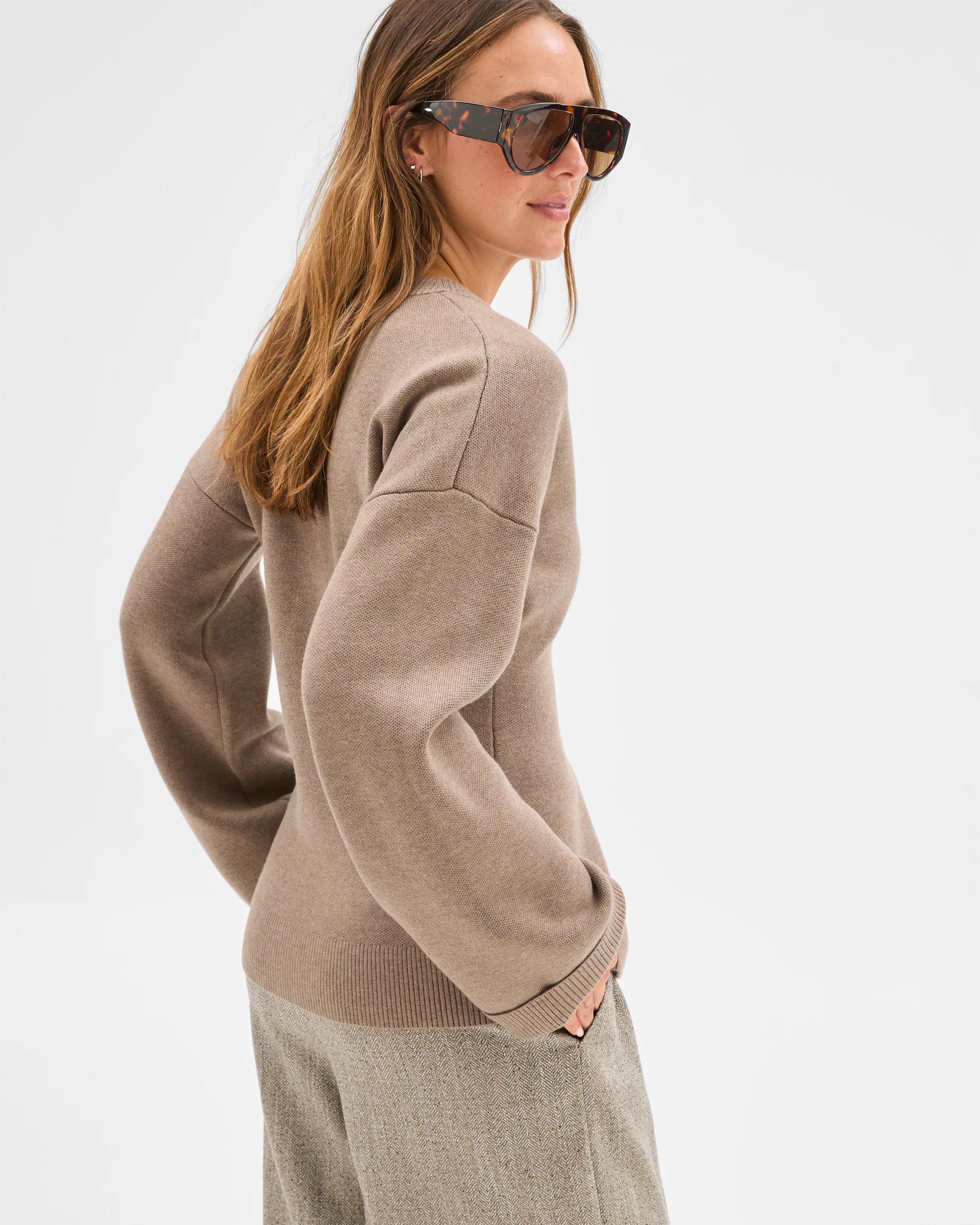6 Preview Longline Knit Cardigan MOON GREY MARLE, 6 of 6