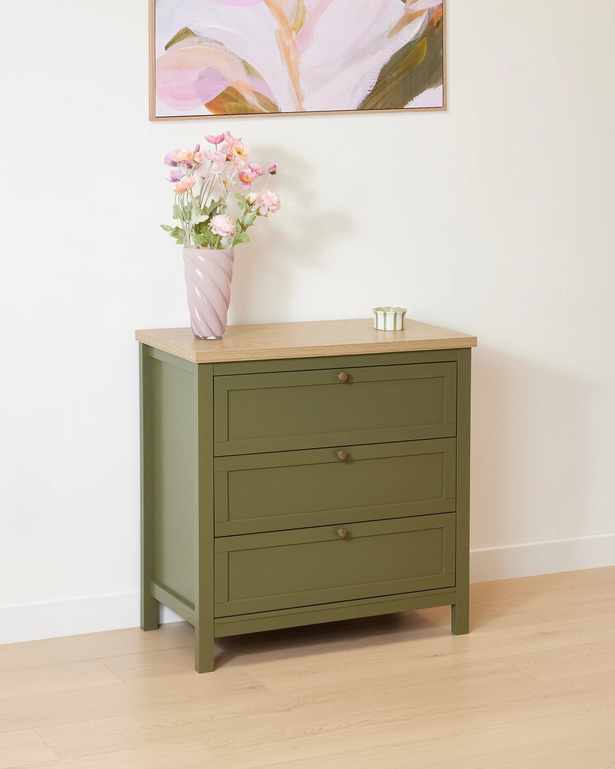 1 Oliver 3 Drawer Chest - Green, 1 of 8